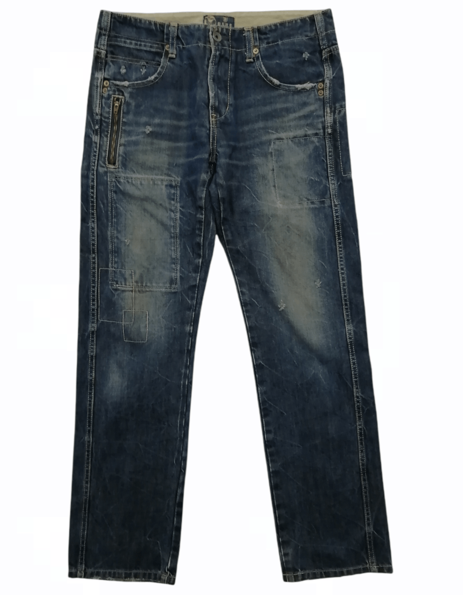 Japanese Brand Blue Blue Japan Zipper Style Design Distressed Jeans Size US 31 - 1 Thumbnail