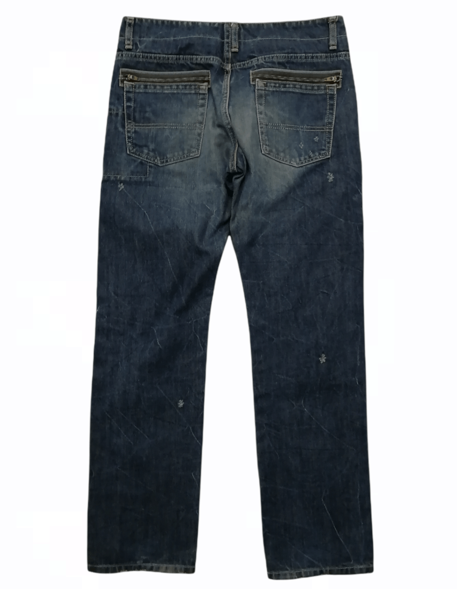 Japanese Brand Blue Blue Japan Zipper Style Design Distressed Jeans Size US 31 - 2 Thumbnail