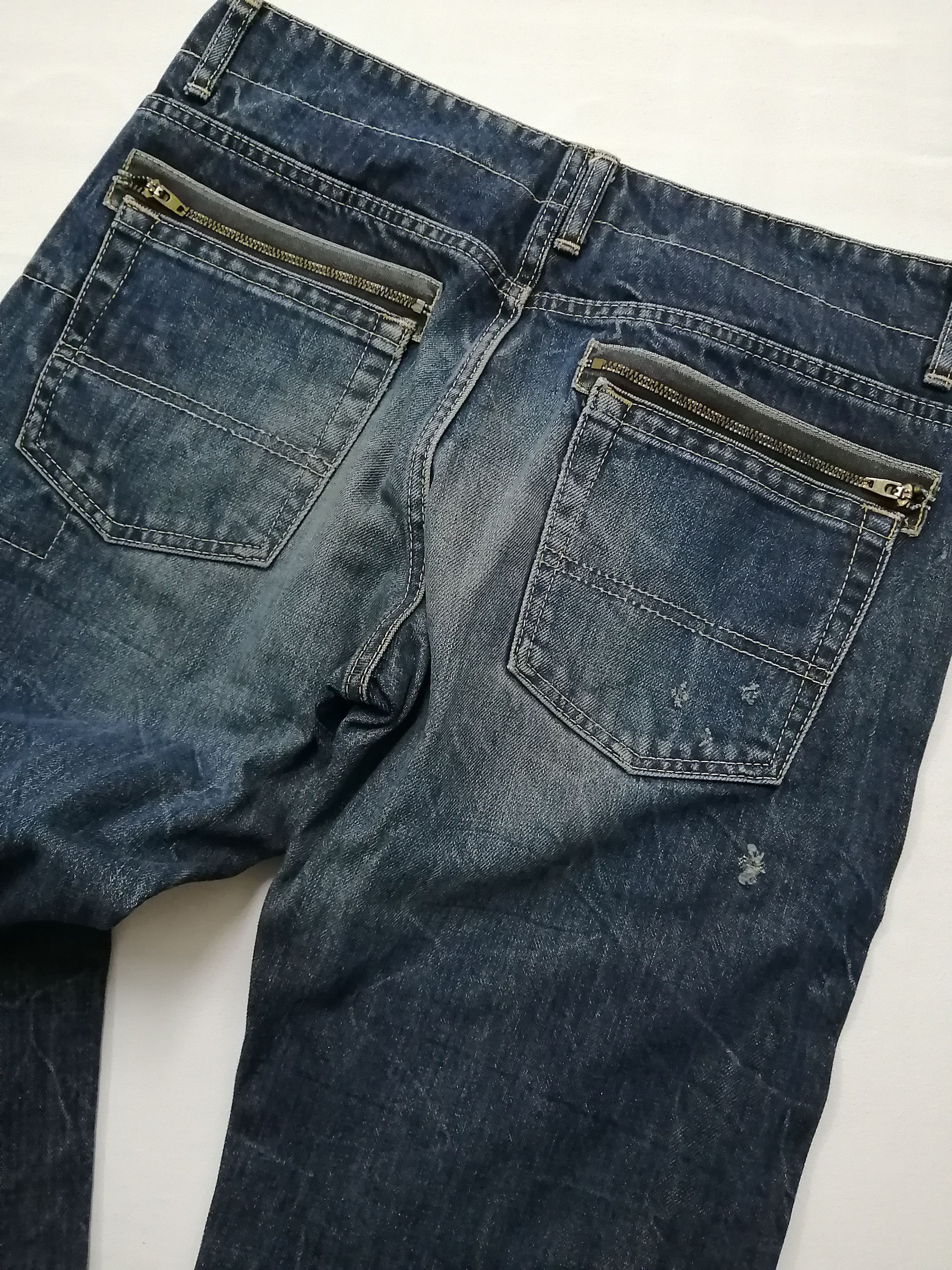 Japanese Brand Blue Blue Japan Zipper Style Design Distressed Jeans Size US 31 - 3 Thumbnail