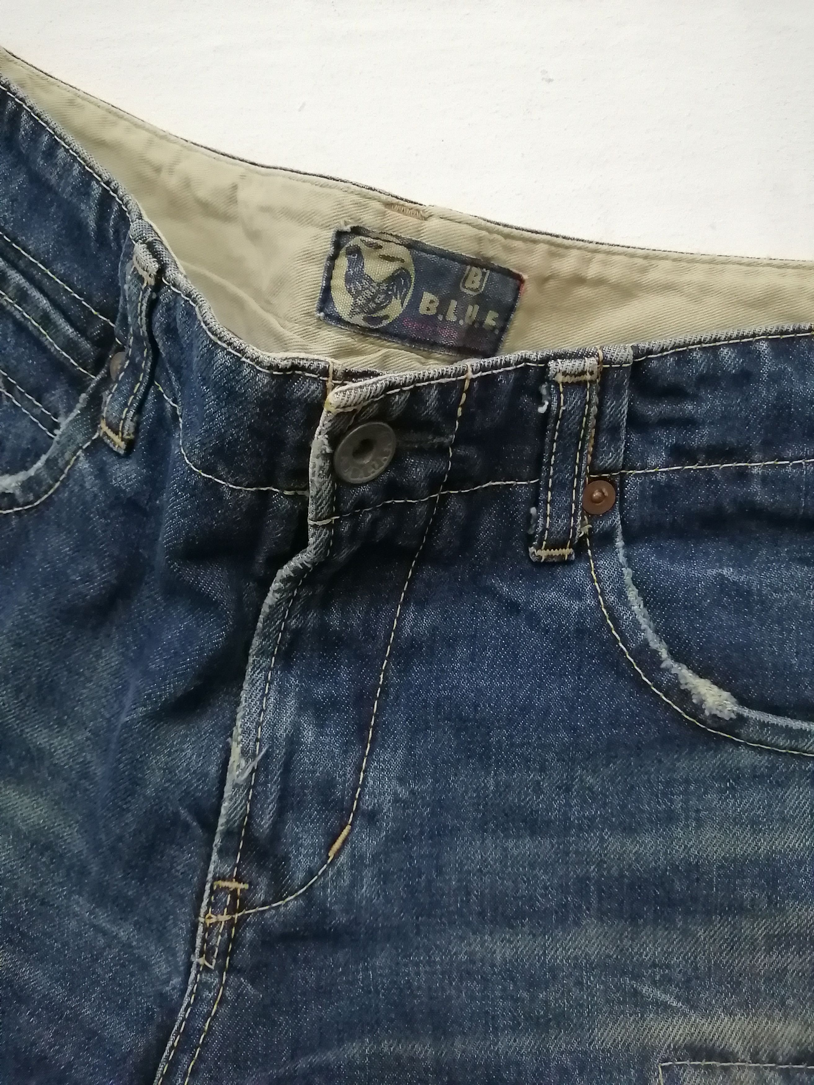 Japanese Brand Blue Blue Japan Zipper Style Design Distressed Jeans Size US 31 - 6 Thumbnail