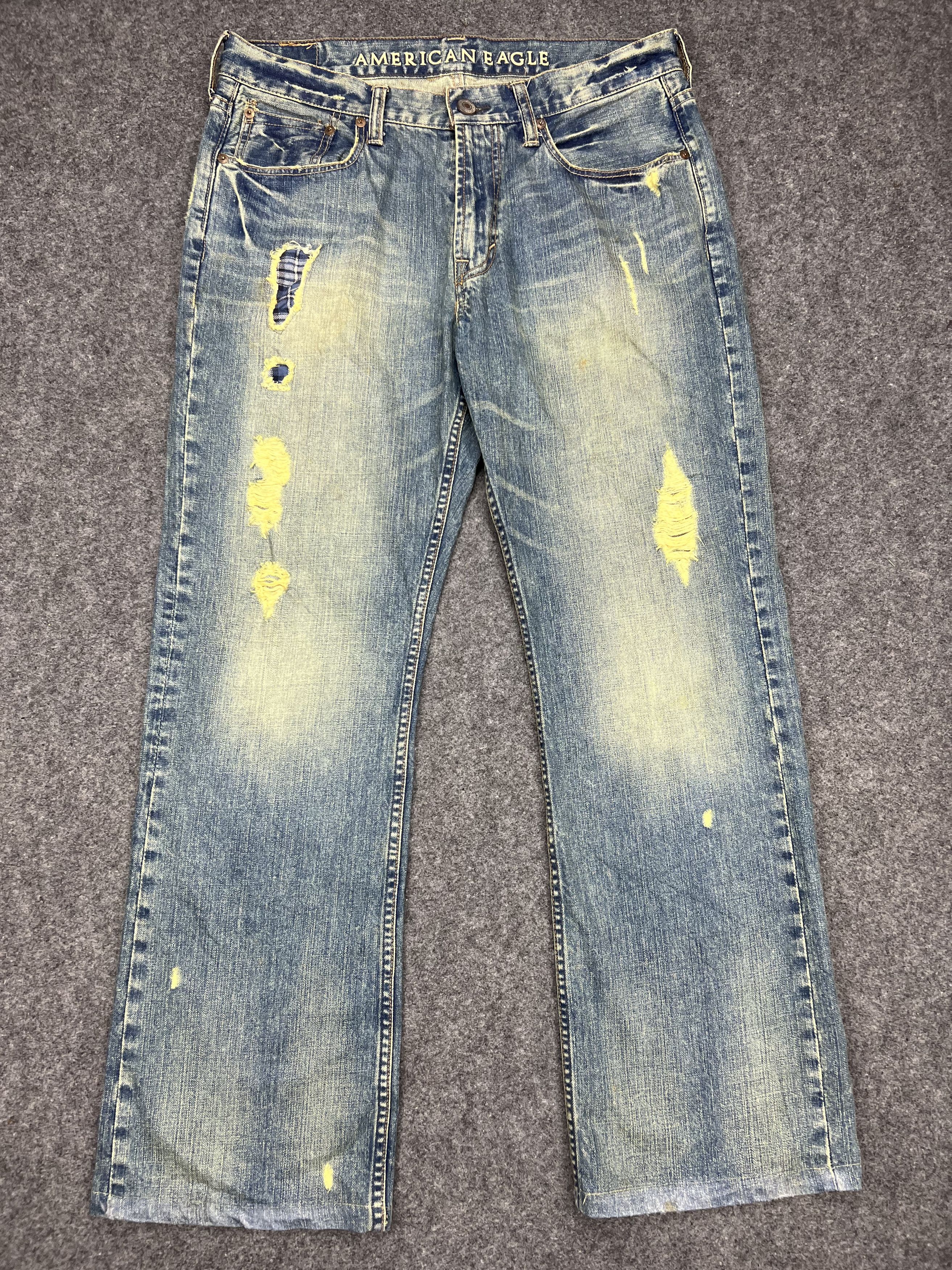 American Eagle Outfitters × Designer American Eagle Distressed Low Rise Ripped Size US 33 - 1 Thumbnail