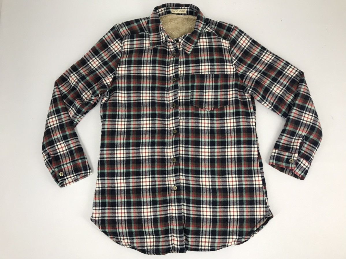 Flannel × Japanese Brand Shirt Down Flannel Plaid Checked Sherpa Inner Streetwear Size US M / EU 48-50 / 2 - 1 Thumbnail