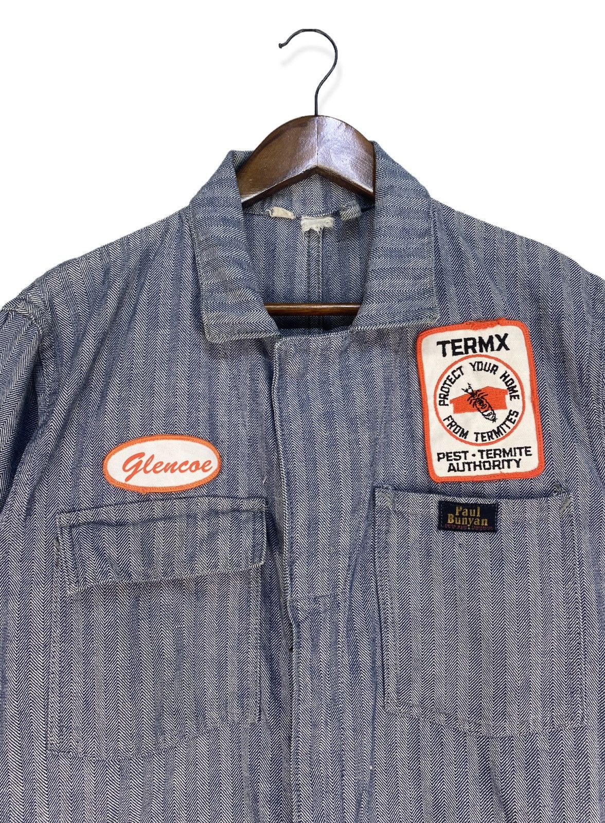 Vintage Vintage 70s Paul Bunyan Denim Herringbone Work Jumpsuit Size US M / EU 48-50 / 2 - 2 Thumbnail