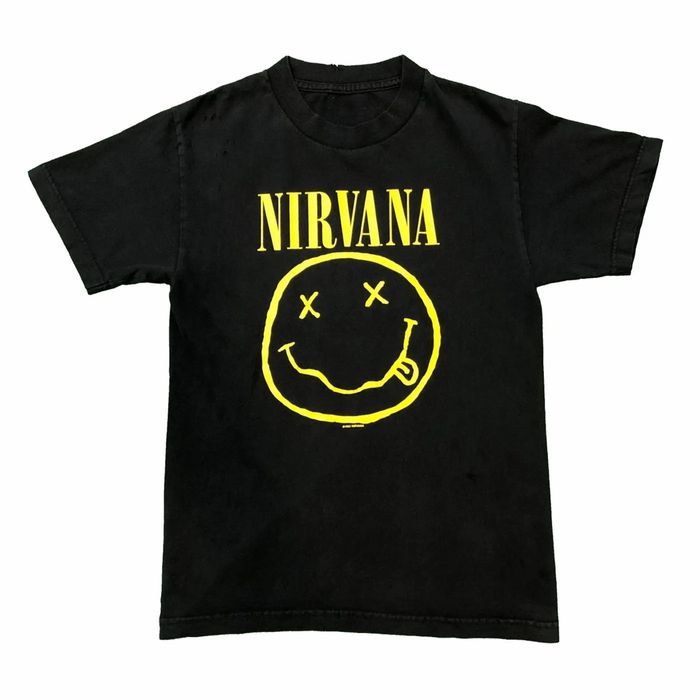 Vintage Vintage 1992 Nirvana Kurt Cobain Smiley Face Band Tee | Grailed