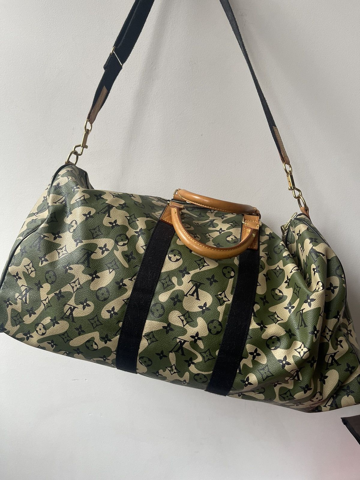 Louis vuitton camo keepall on sale