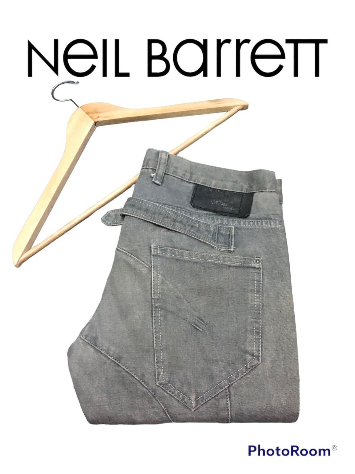 Designer × Neil Barrett × Vintage VINTAGE NEIL BARRET BUCKLE BACK DISTRESSED DENIM JEANS Size US 30 / EU 46 - 3 Thumbnail