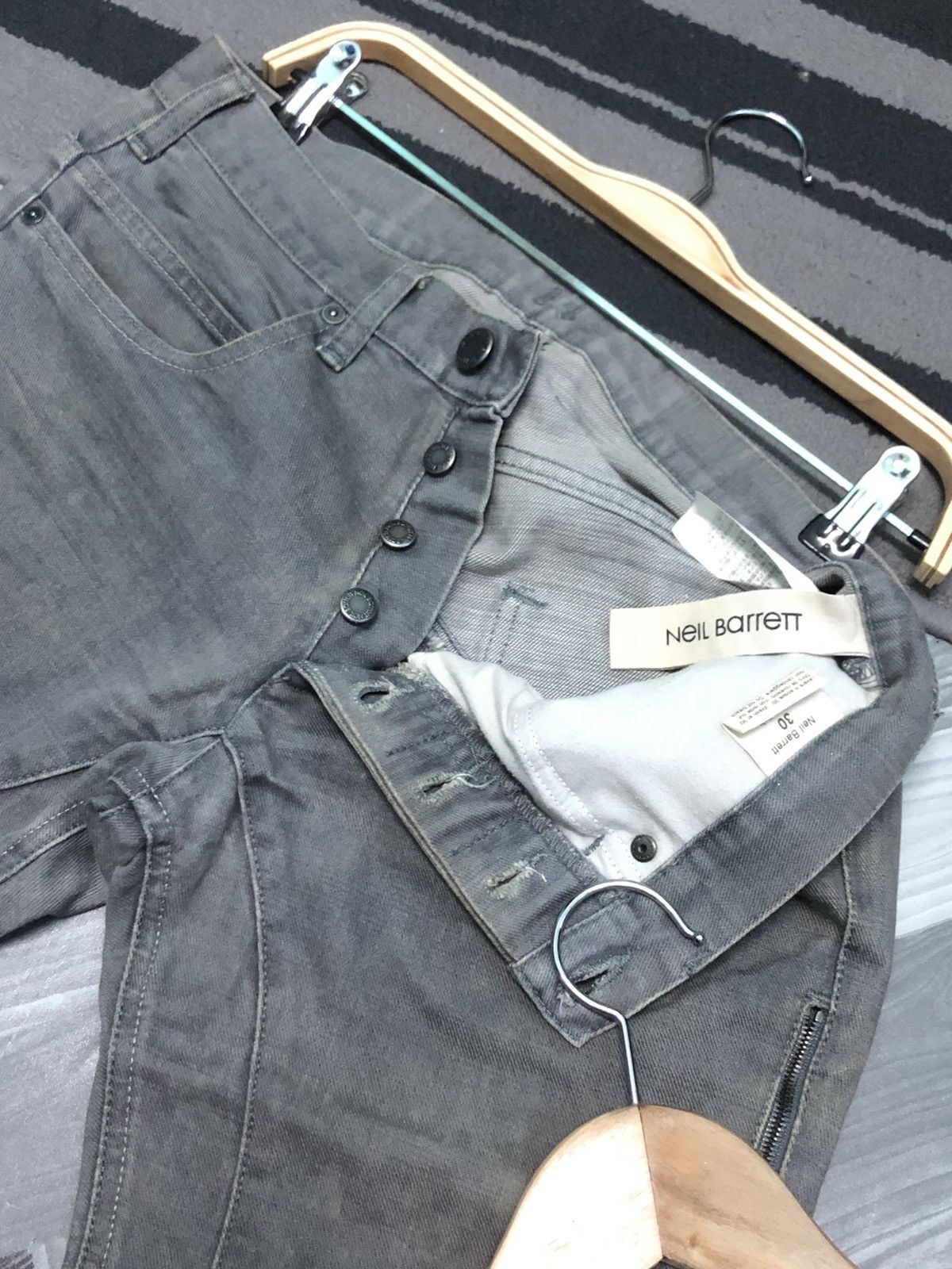 Designer × Neil Barrett × Vintage VINTAGE NEIL BARRET BUCKLE BACK DISTRESSED DENIM JEANS Size US 30 / EU 46 - 5 Thumbnail