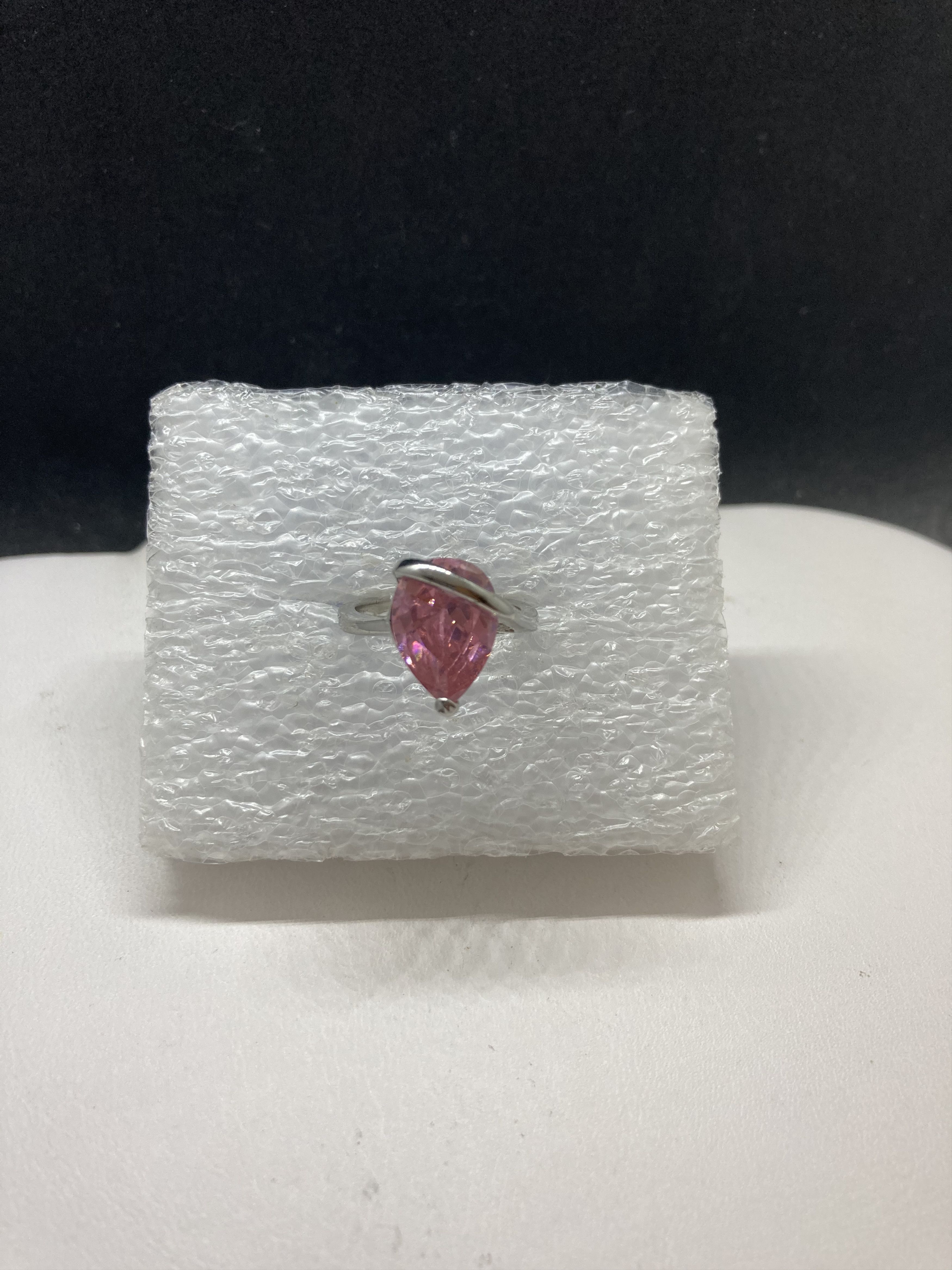 Jewelry Pink CZ Tibetan Silver Ring - Size 6.75 Size ONE SIZE - 1 Thumbnail