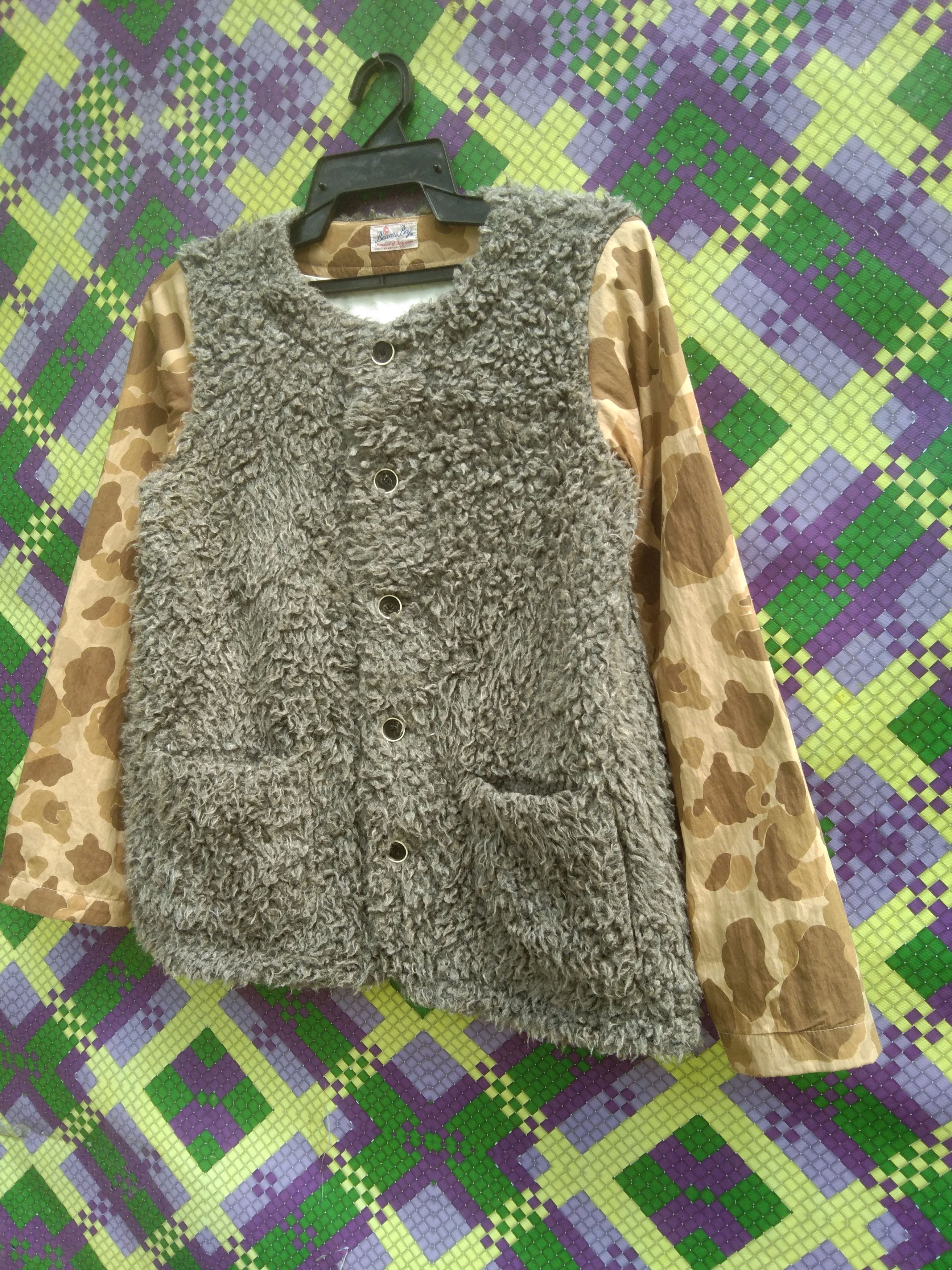 Beams Plus VINTAGE BEAMS BOY CARDIGAN WITH CAMO SLEEVE Size S / US 4 / IT 40 - 2 Thumbnail
