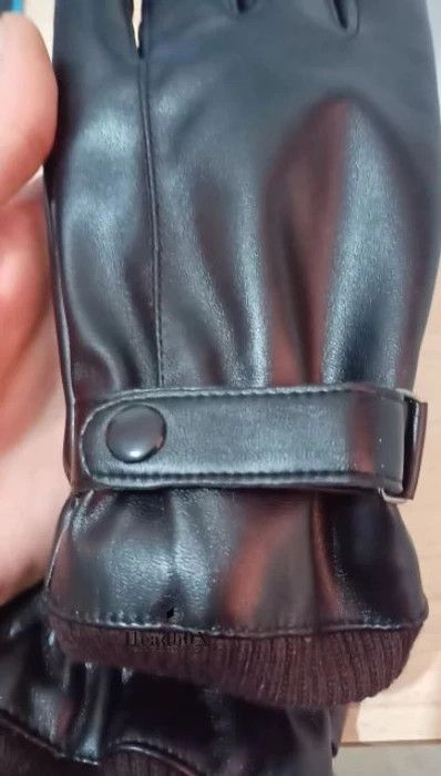 Leather Black Winter PU Leather Gloves Size ONE SIZE - 6 Thumbnail
