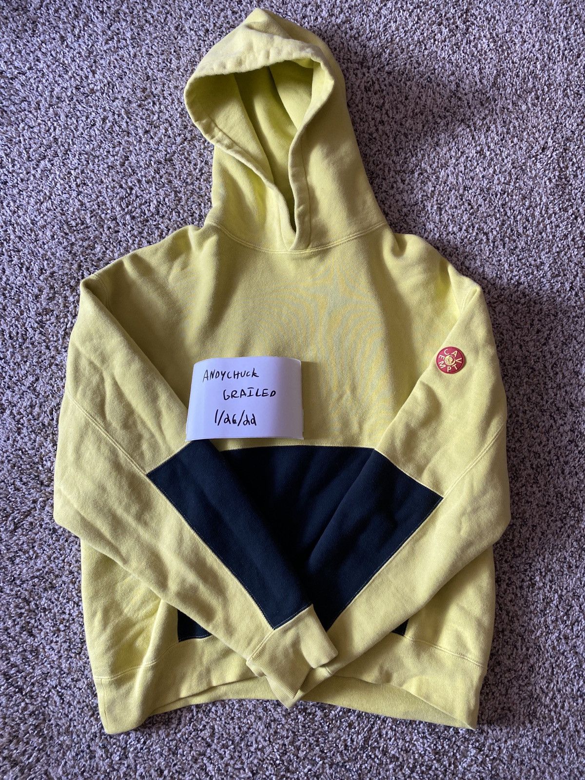 Cav Empt Cav Empt OVERDYE RAGLAN PIPING SWEAT - Yellow | Grailed