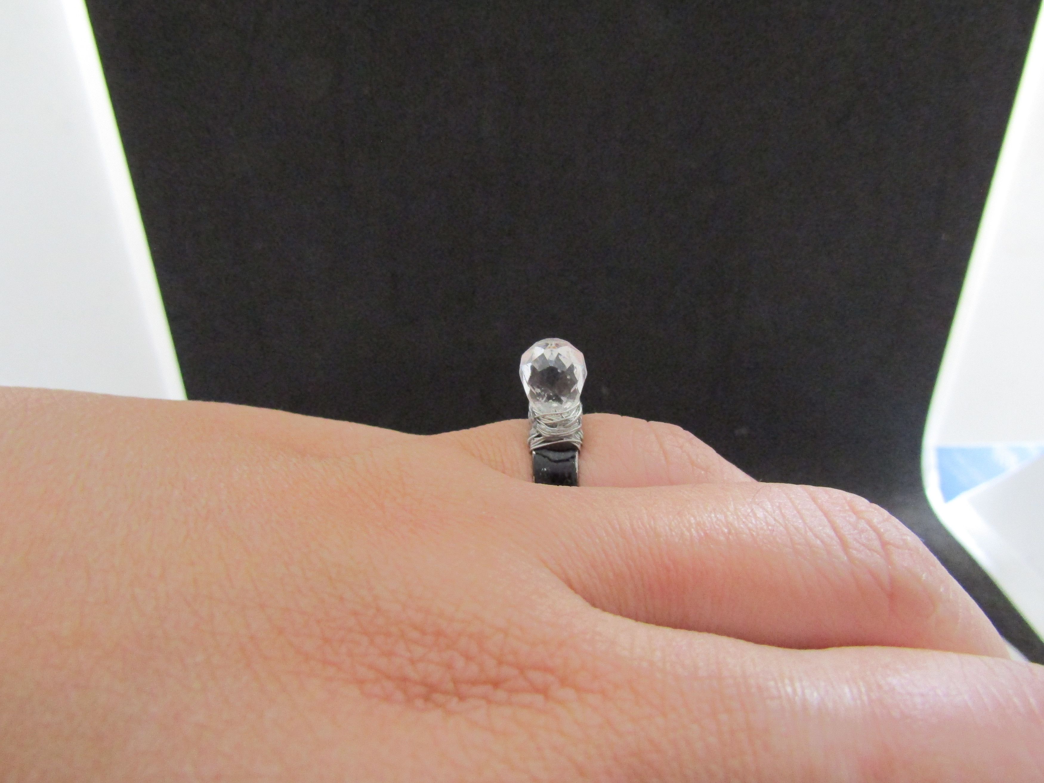 Handmade Clear Crystal Bead Tibetan Silver Ring - Size 5.75 Size ONE SIZE - 5 Thumbnail