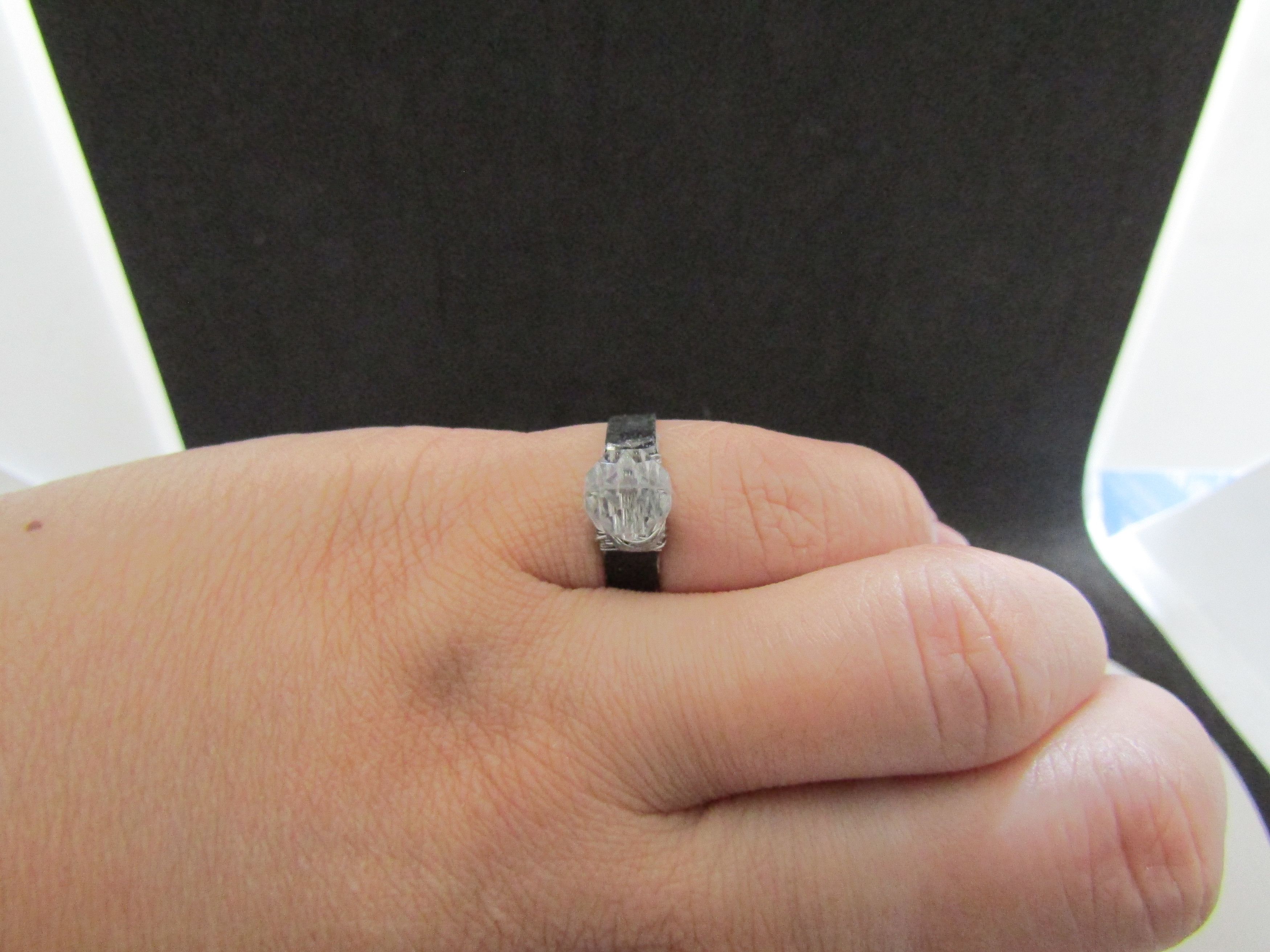 Handmade Clear Crystal Bead Tibetan Silver Ring - Size 5.75 Size ONE SIZE - 4 Thumbnail