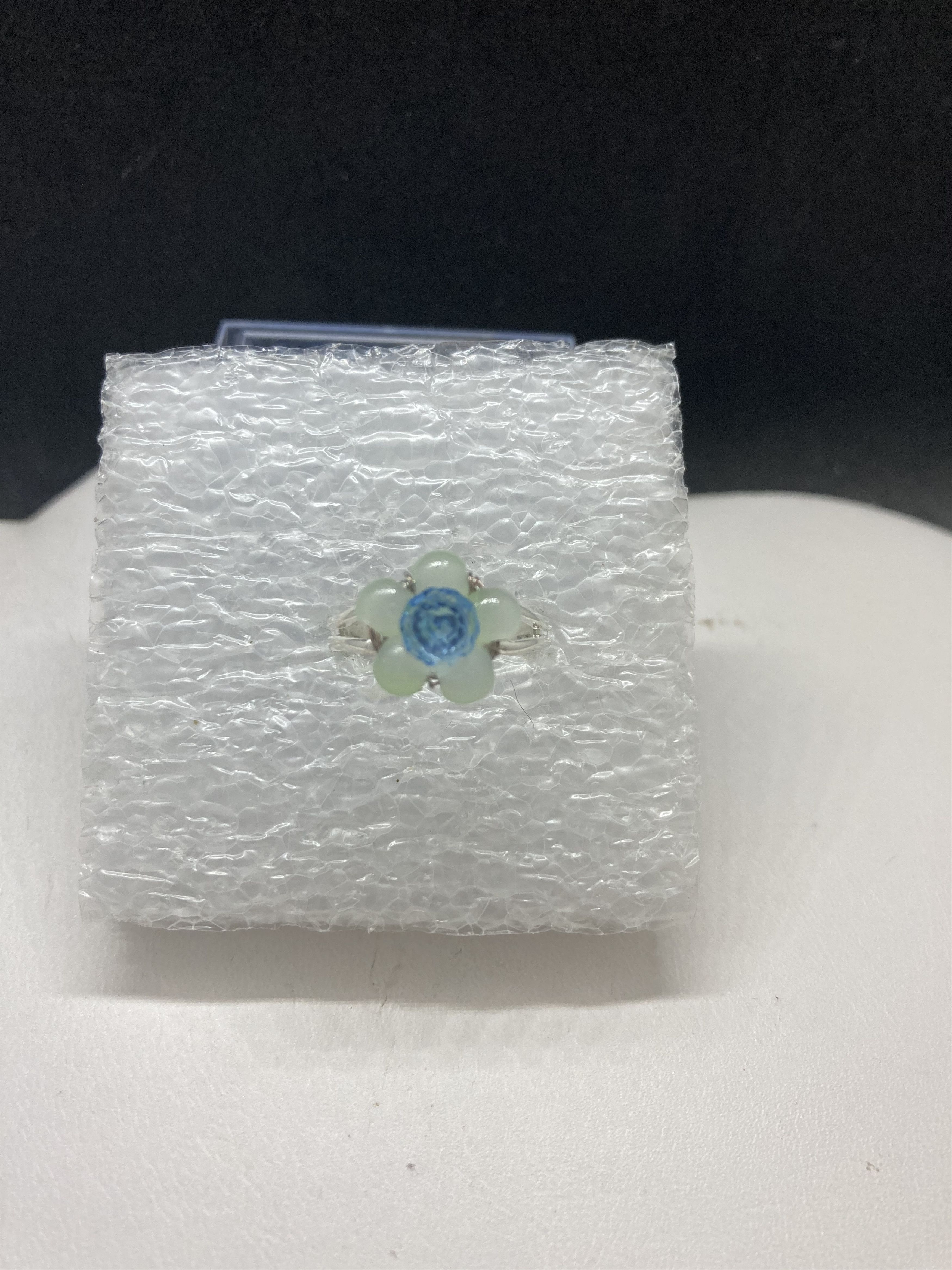 Handmade Blue cz flower stainless steel ring- size 6 Size ONE SIZE - 1 Thumbnail