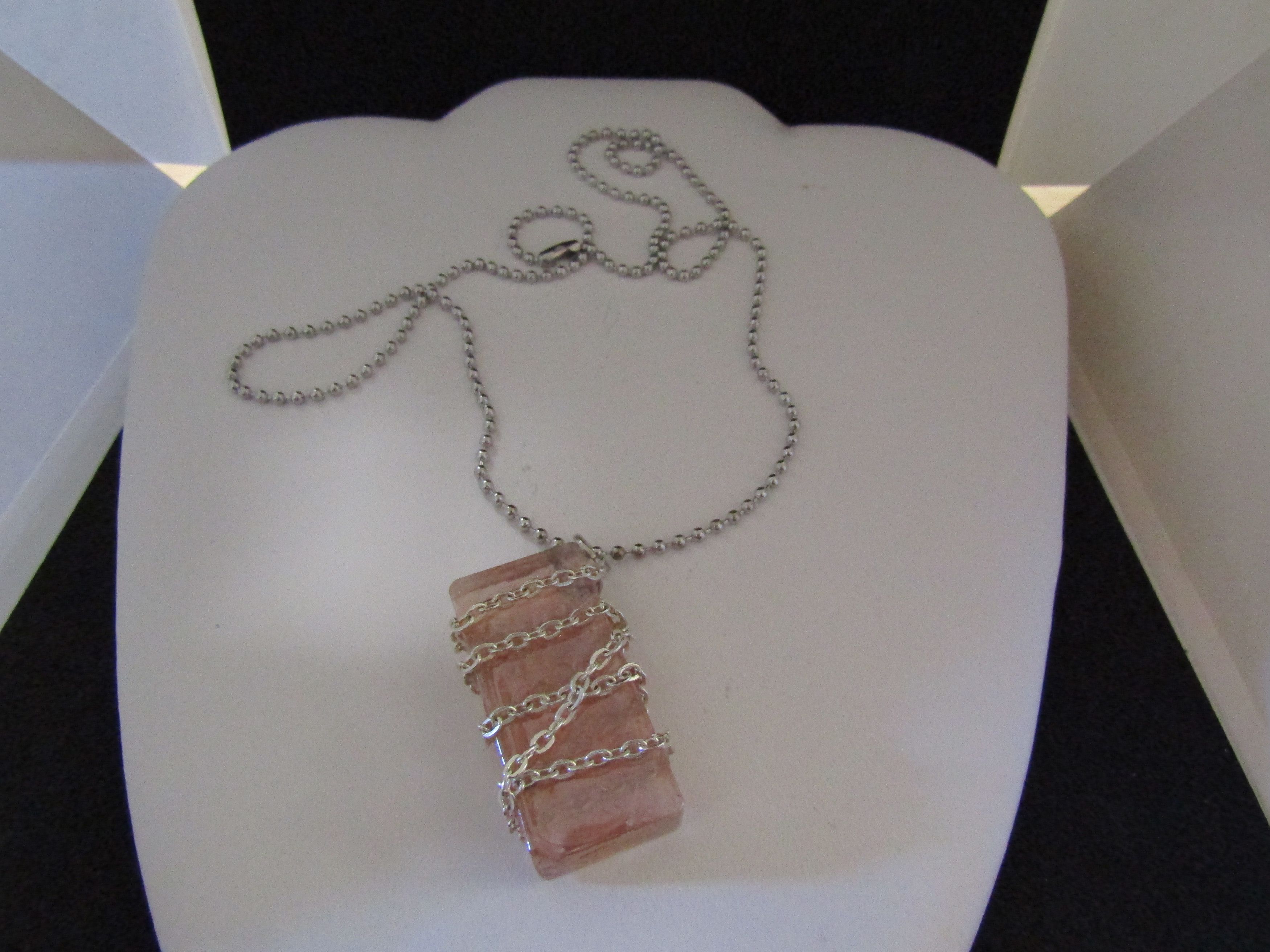 Handmade Orange Glass Bar necklace with Chain Size ONE SIZE - 1 Thumbnail