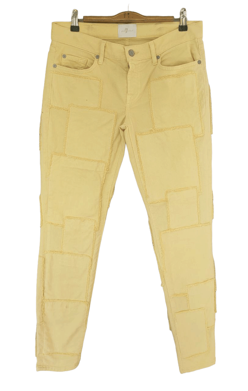 image of 7 For All Mankind Patchwork Skinny Pant in Yellow, Women's (Size 31)