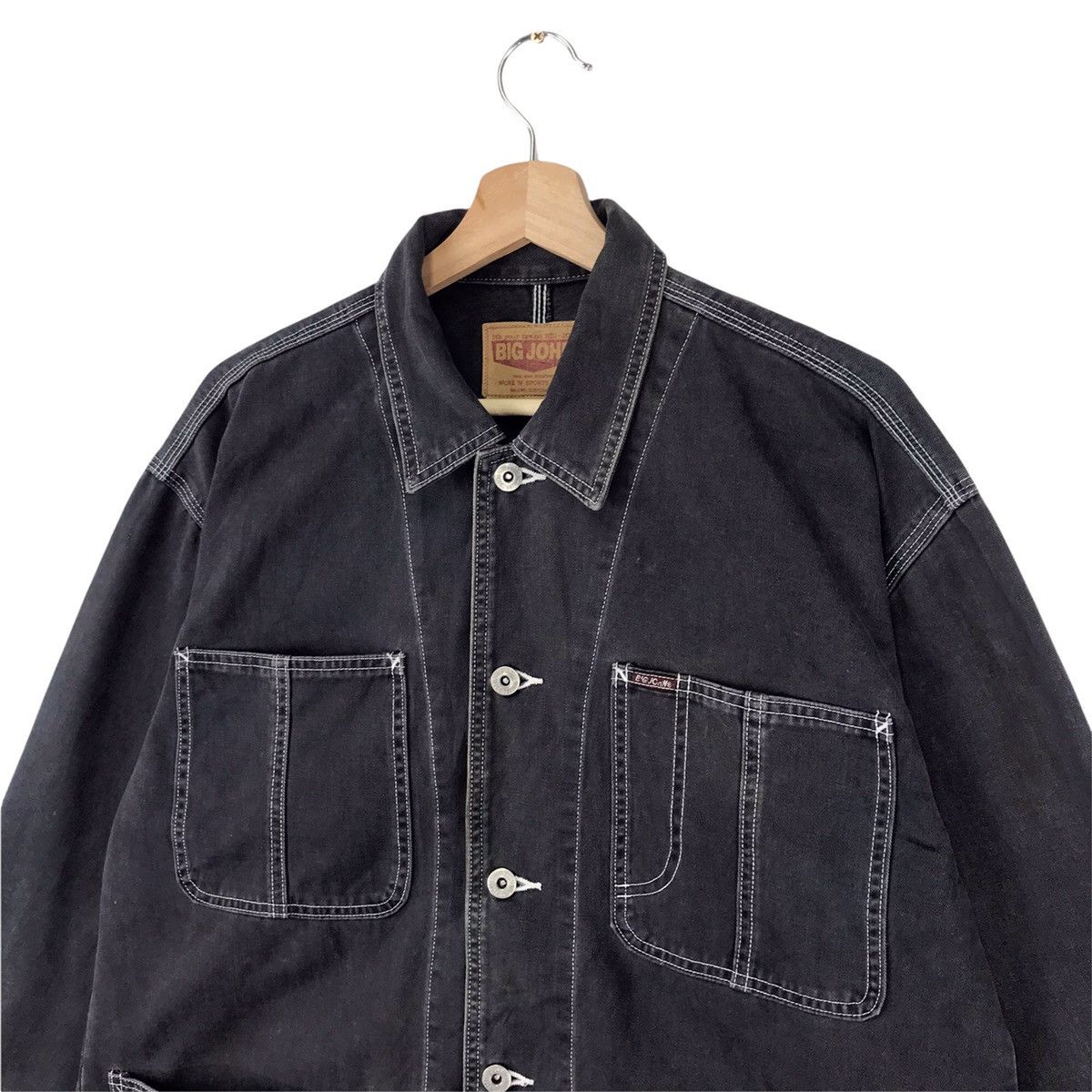 Big John × Vintage Big John Worker Denim Chore Jacket Size US L / EU 52-54 / 3 - 4 Thumbnail