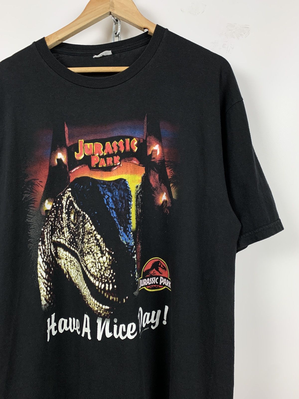 Vintage 1993 Vintage Jurassic Park Have A Nice Day Movie T-Shirt Size US XL / EU 56 / 4 - 4 Thumbnail