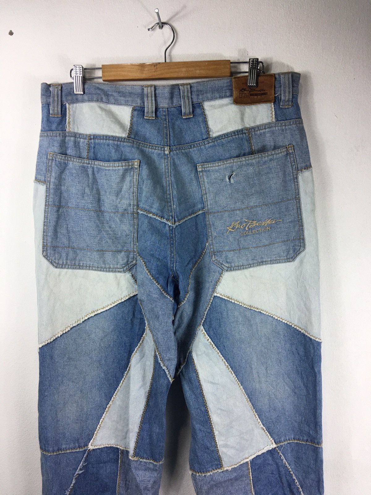 Japanese Brand KBJ JEANS Japanese Stlye Patchwork Jeans Pant Baggy Denim Size US 37 - 5 Thumbnail