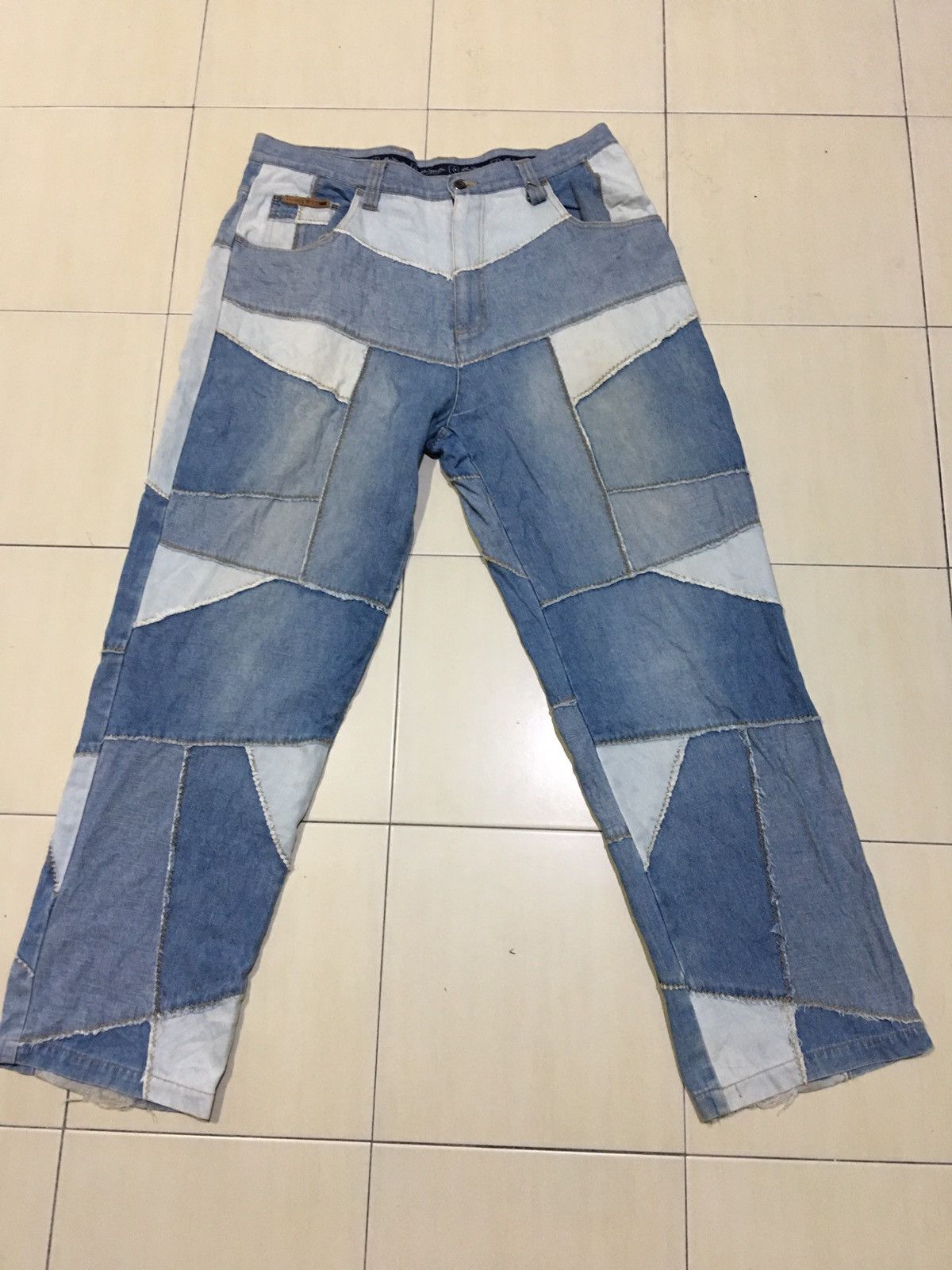 Japanese Brand KBJ JEANS Japanese Stlye Patchwork Jeans Pant Baggy Denim Size US 37 - 18 Thumbnail