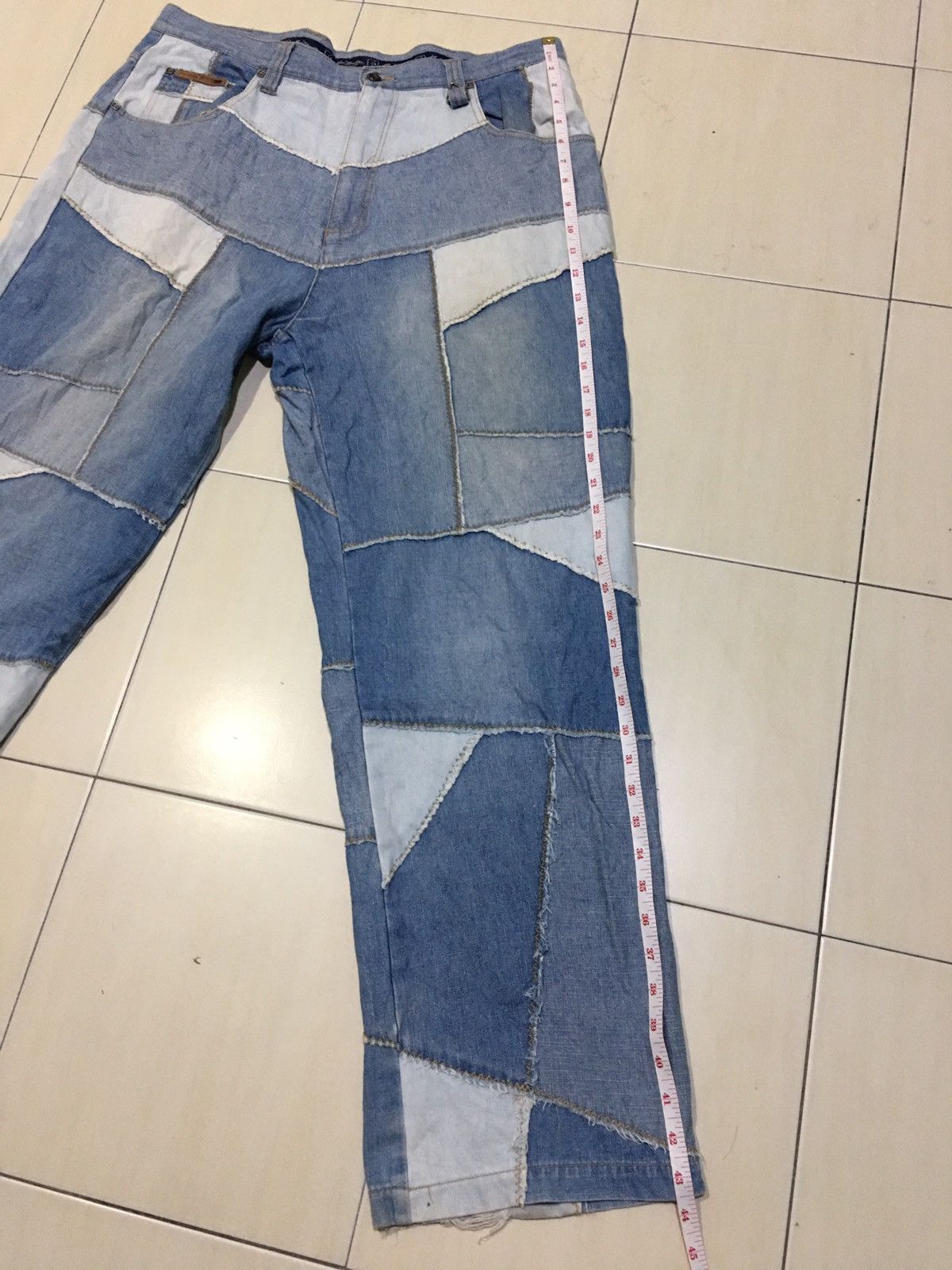 Japanese Brand KBJ JEANS Japanese Stlye Patchwork Jeans Pant Baggy Denim Size US 37 - 14 Thumbnail