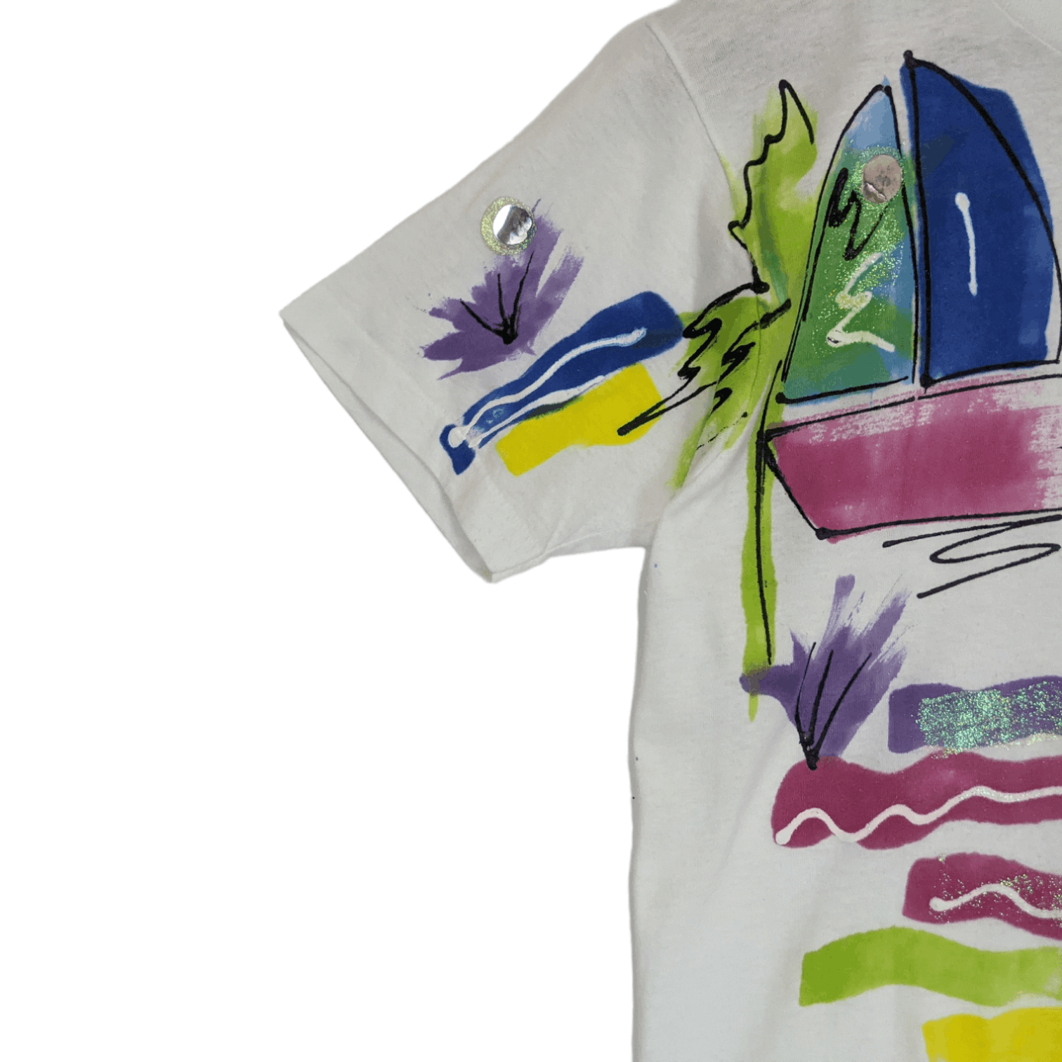 Vintage 90's INDIA INK Yacht Painting T-Shirt Single Stitches Size US S / EU 44-46 / 1 - 6 Thumbnail