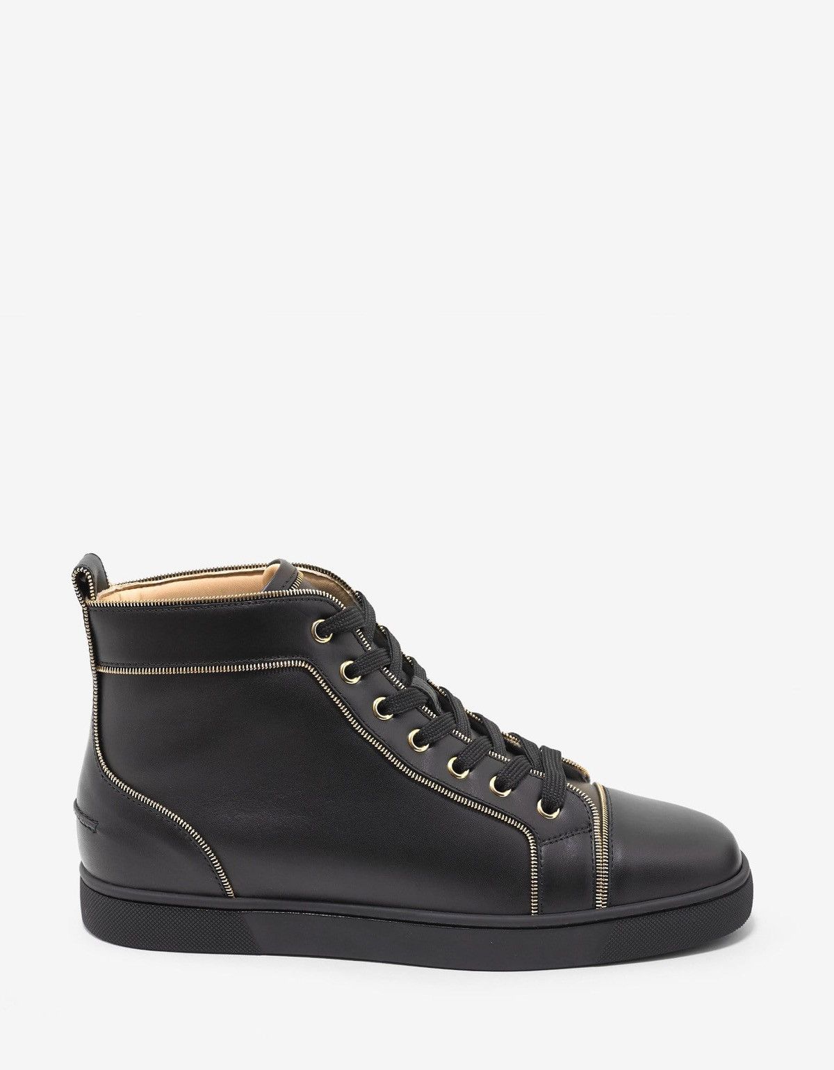 Christian Louboutin Louis Z Flat Black Leather High Top Trainers Size US 13 / EU 46 - 2 Thumbnail