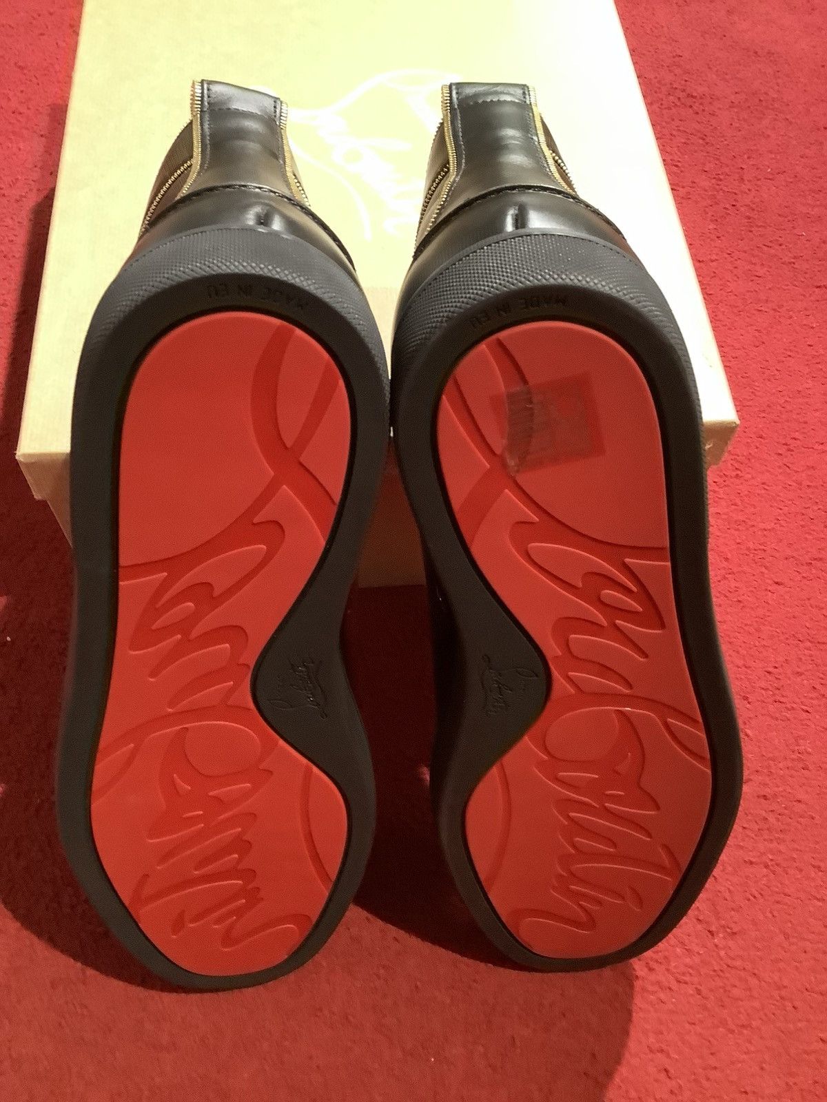 Christian Louboutin Louis Z Flat Black Leather High Top Trainers Size US 13 / EU 46 - 11 Thumbnail