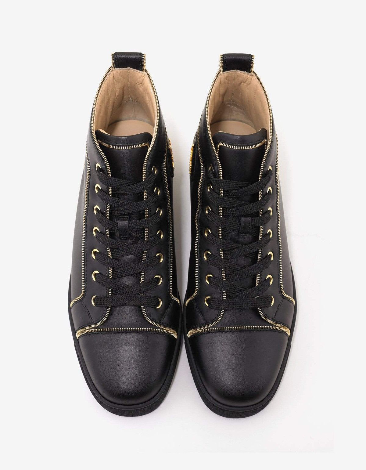 Christian Louboutin Louis Z Flat Black Leather High Top Trainers Size US 13 / EU 46 - 5 Thumbnail