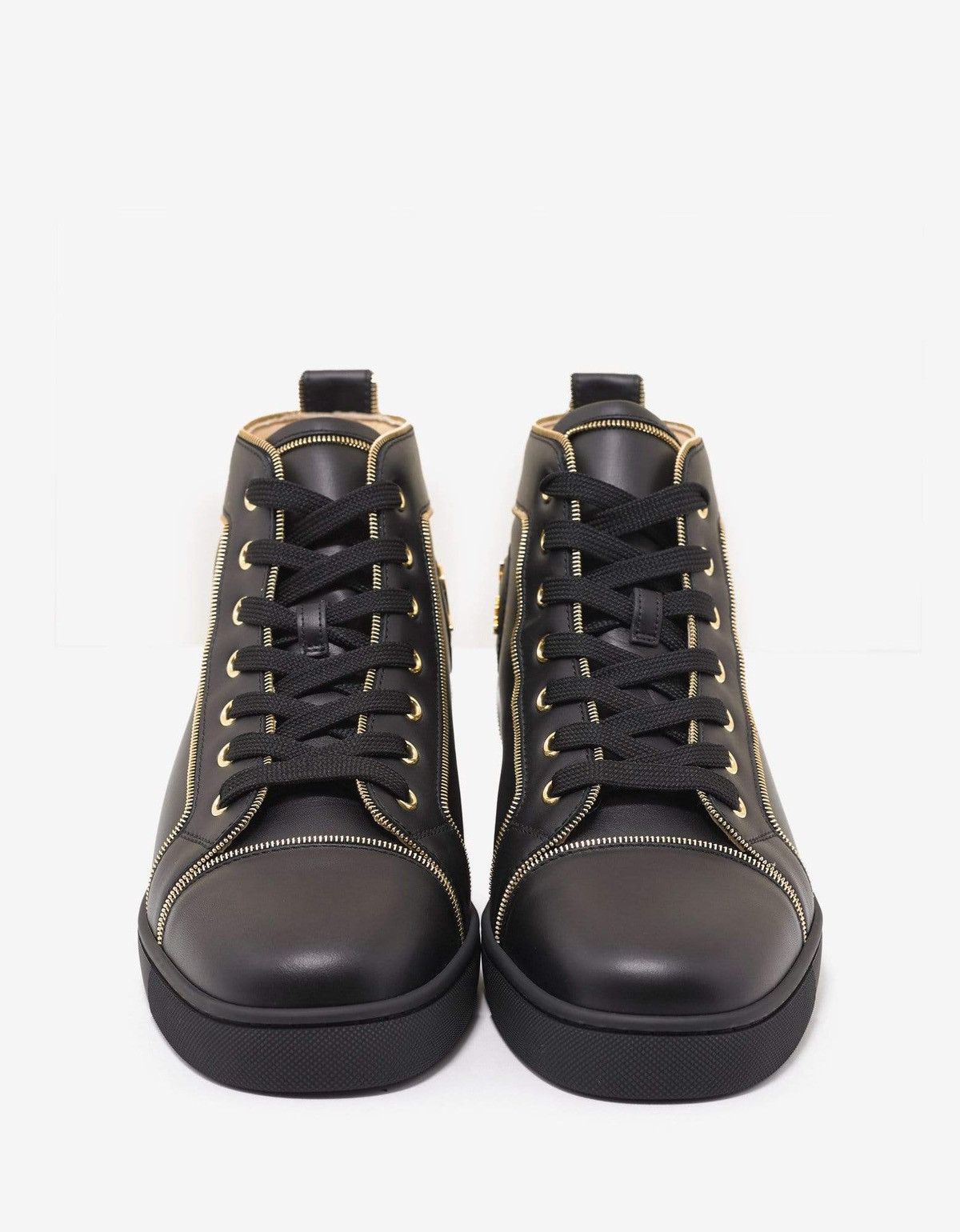Christian Louboutin Louis Z Flat Black Leather High Top Trainers Size US 13 / EU 46 - 4 Thumbnail