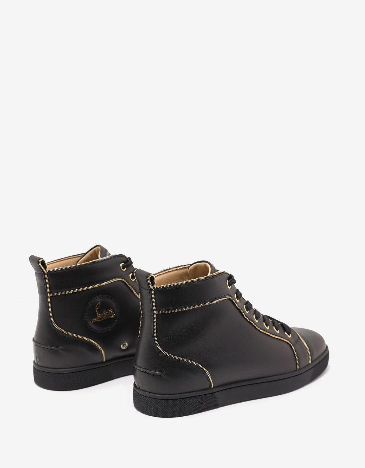 Christian Louboutin Louis Z Flat Black Leather High Top Trainers Size US 13 / EU 46 - 7 Thumbnail