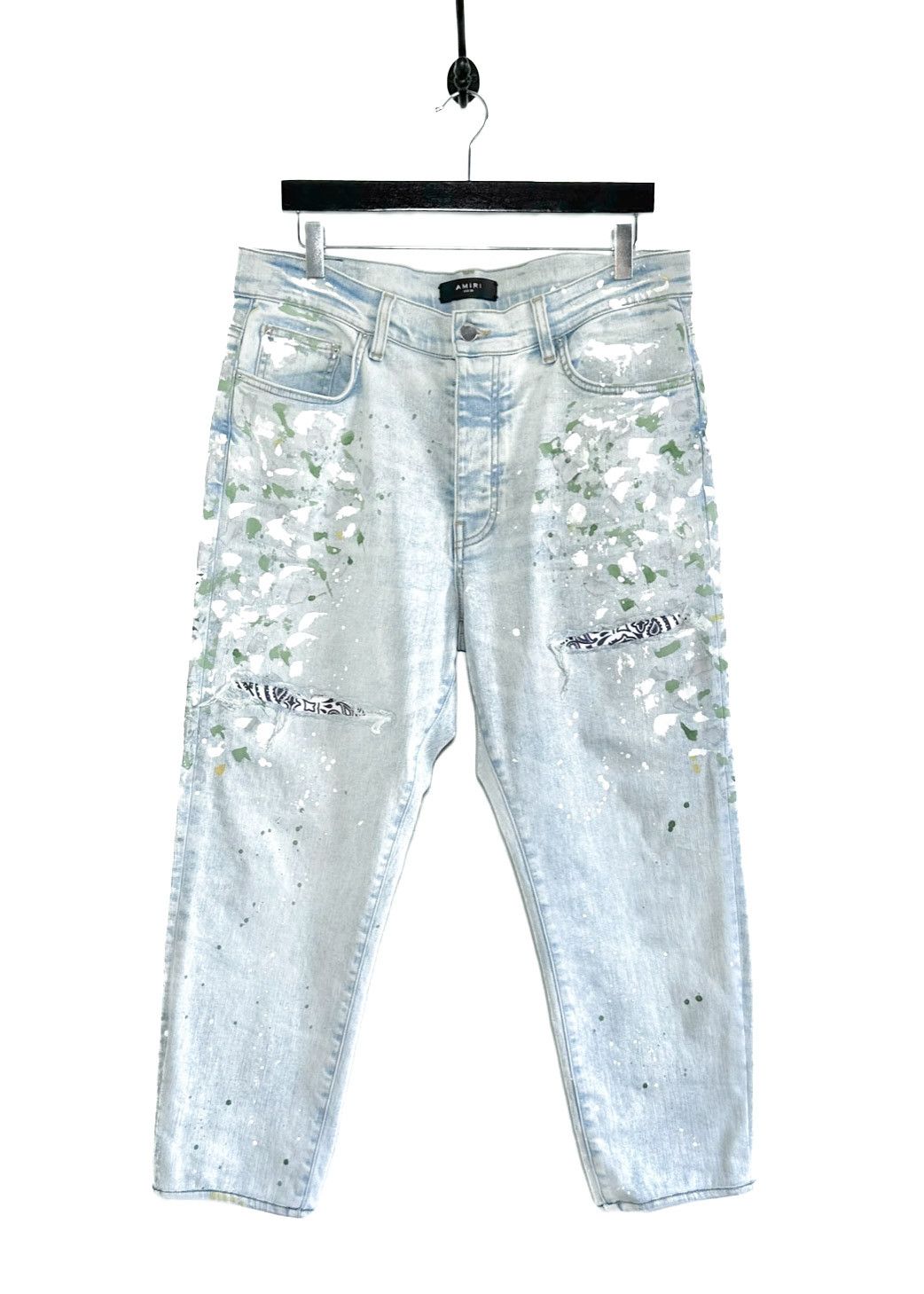 Amiri Amiri Light Blue Paint Splatters Jeans | Grailed