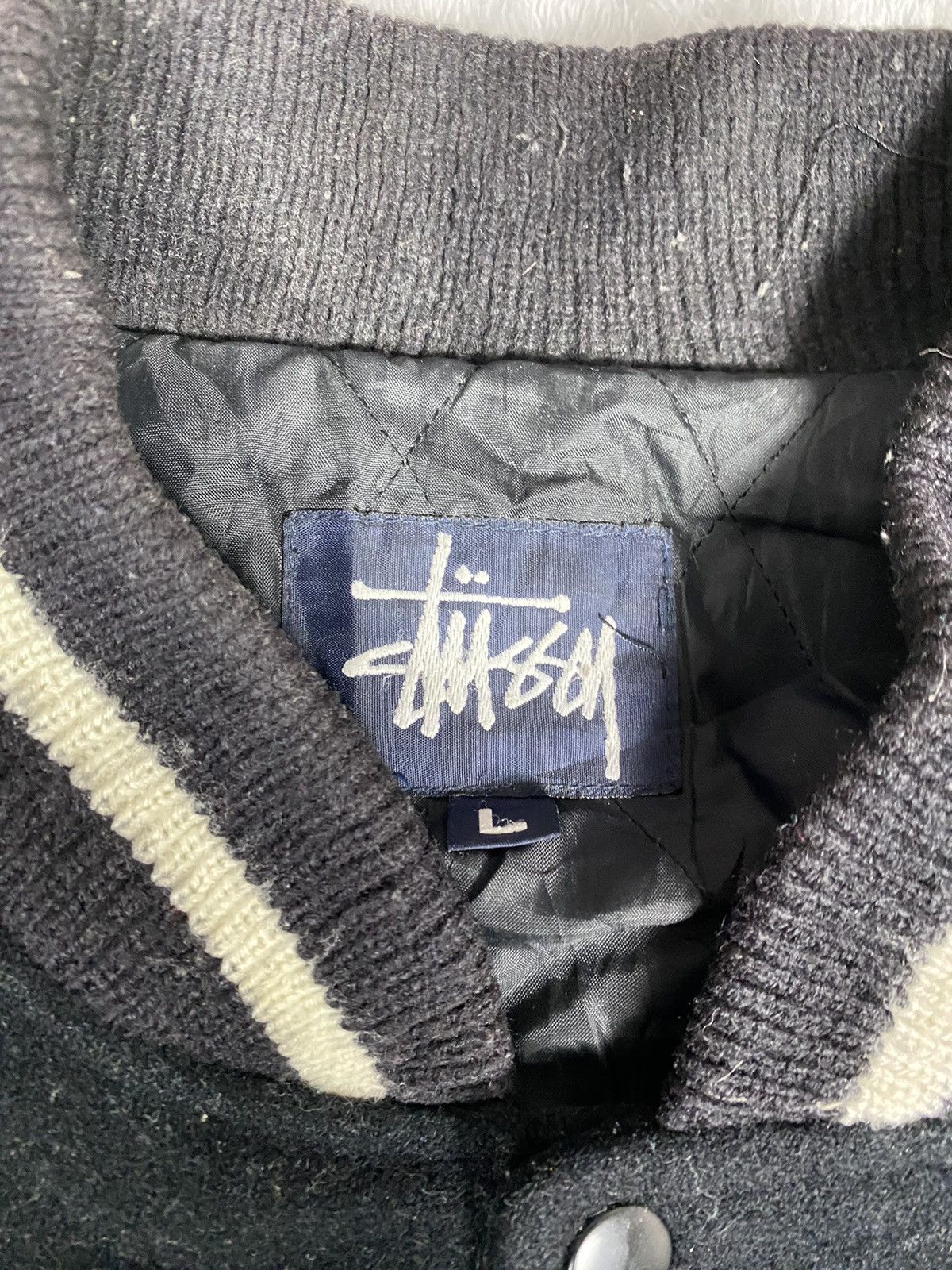 Stussy Vintage Rare Stussy 90’s Varsity Leather Jacket Size US L / EU 52-54 / 3 - 6 Thumbnail