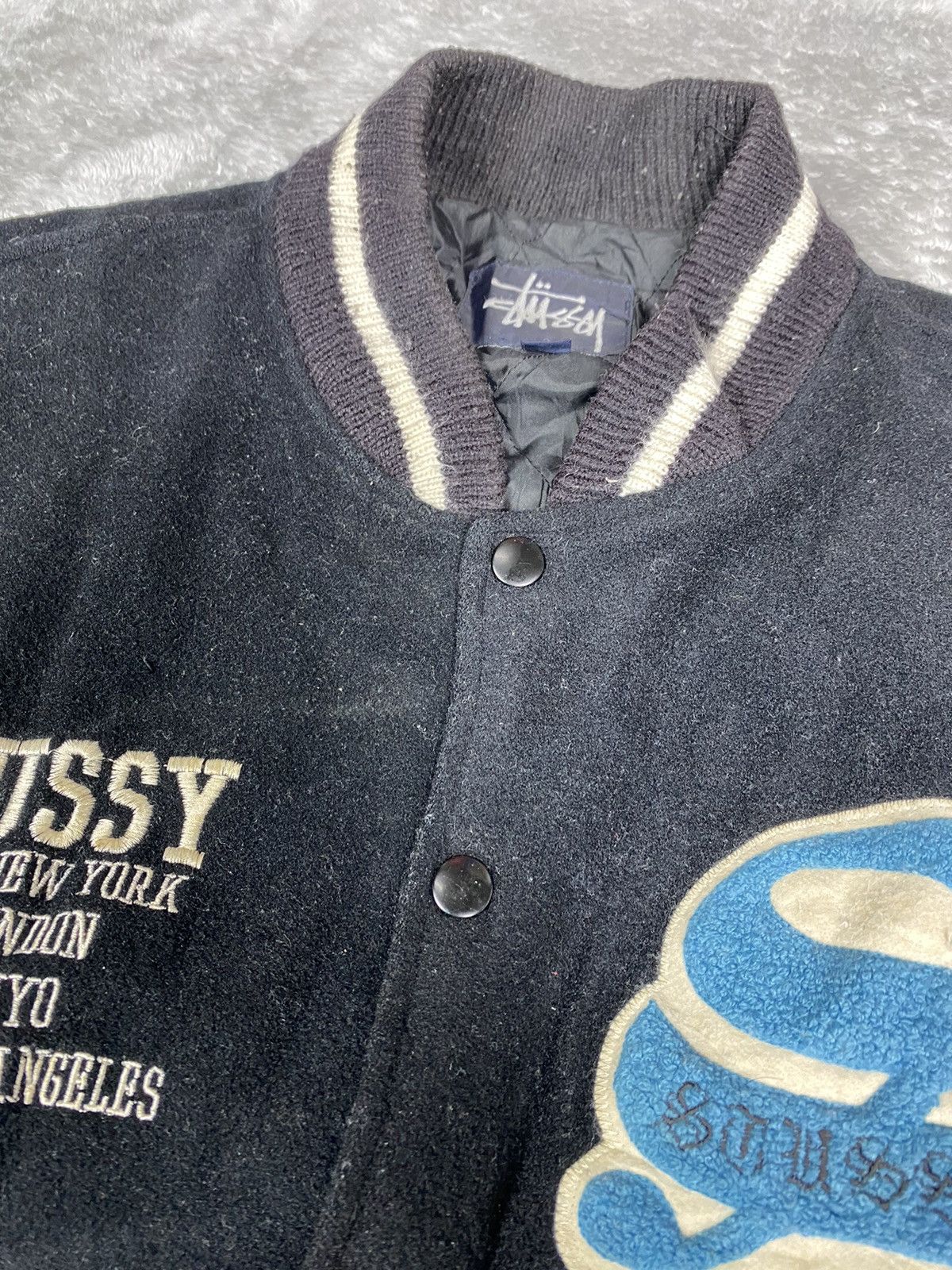 Stussy Vintage Rare Stussy 90’s Varsity Leather Jacket Size US L / EU 52-54 / 3 - 11 Thumbnail