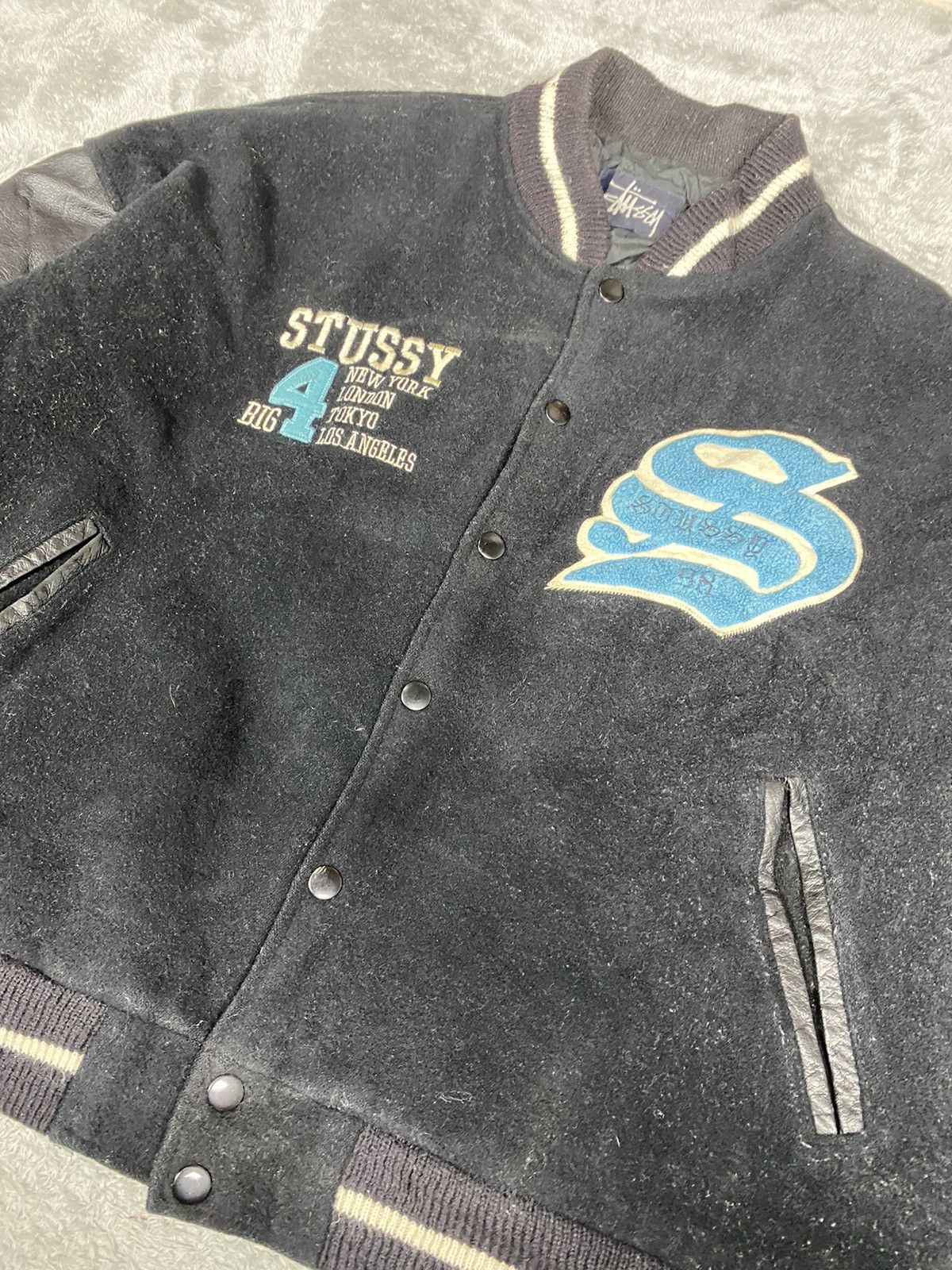 Stussy Vintage Rare Stussy 90’s Varsity Leather Jacket Size US L / EU 52-54 / 3 - 8 Thumbnail