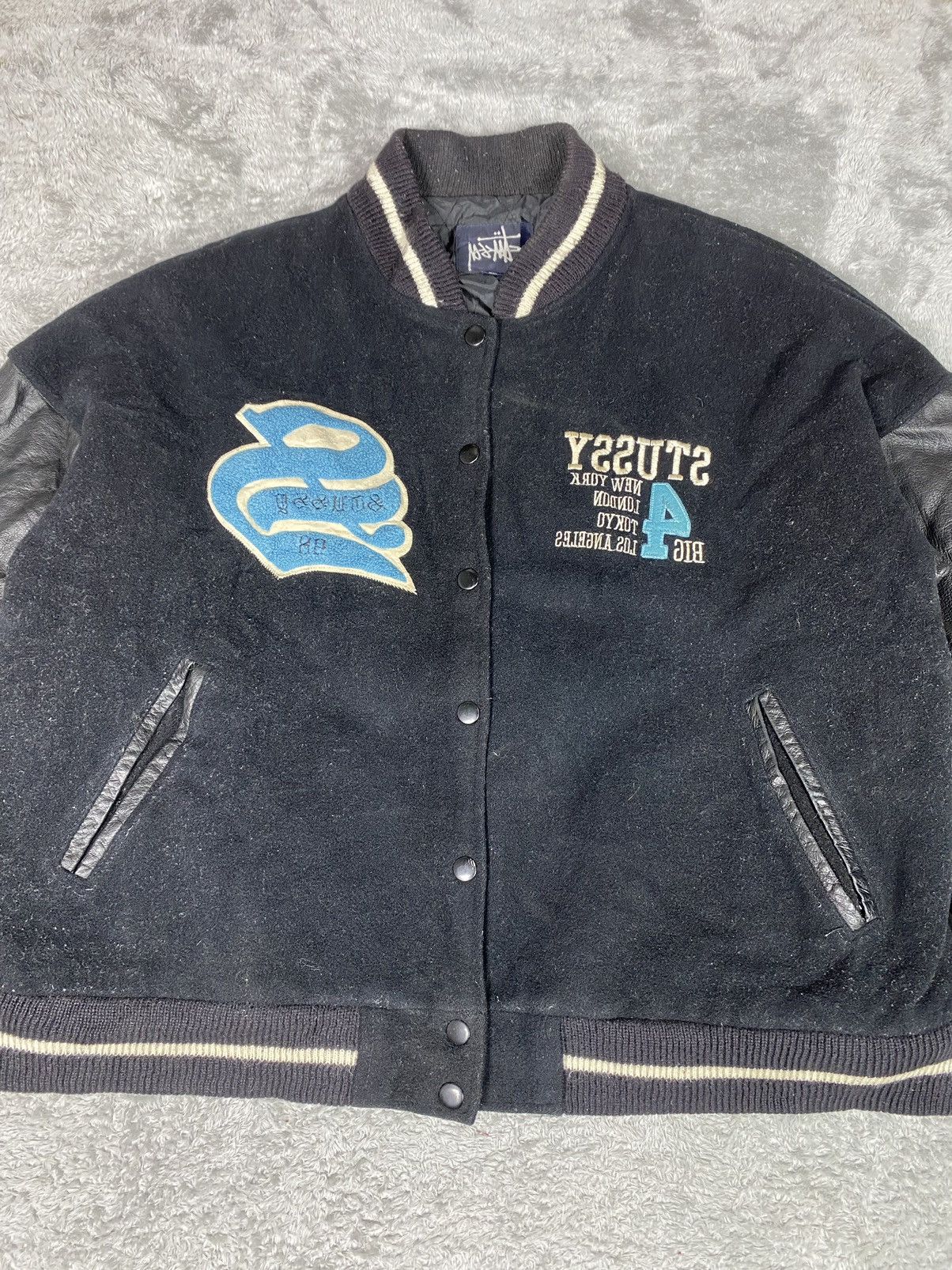 Stussy Vintage Rare Stussy 90’s Varsity Leather Jacket Size US L / EU 52-54 / 3 - 3 Thumbnail