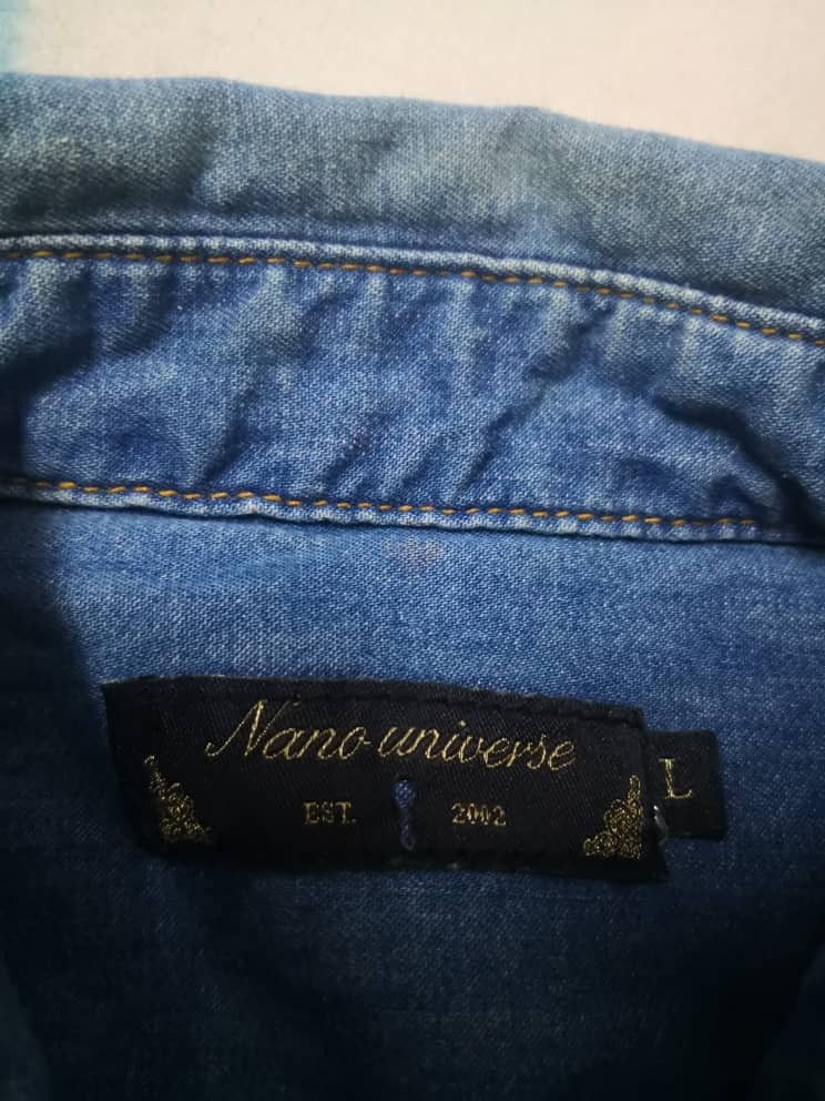 Japanese Brand Nano Universe Soft Denim Button Up Shirt Size US S / EU 44-46 / 1 - 4 Thumbnail