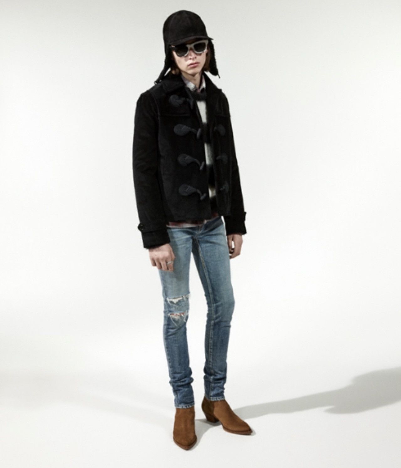 image of Saint Laurent Paris Fw18 Low Waisted Skinny Jeans In Trash Denim D02 in Blue, Men's (Size 27)