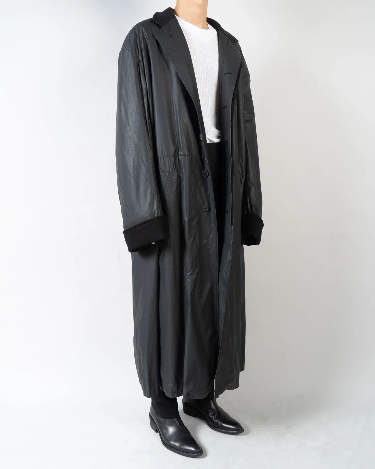 image of Haider Ackermann Fw17 Oversized Schiele Black Coat Sample, Men's (Size Large)