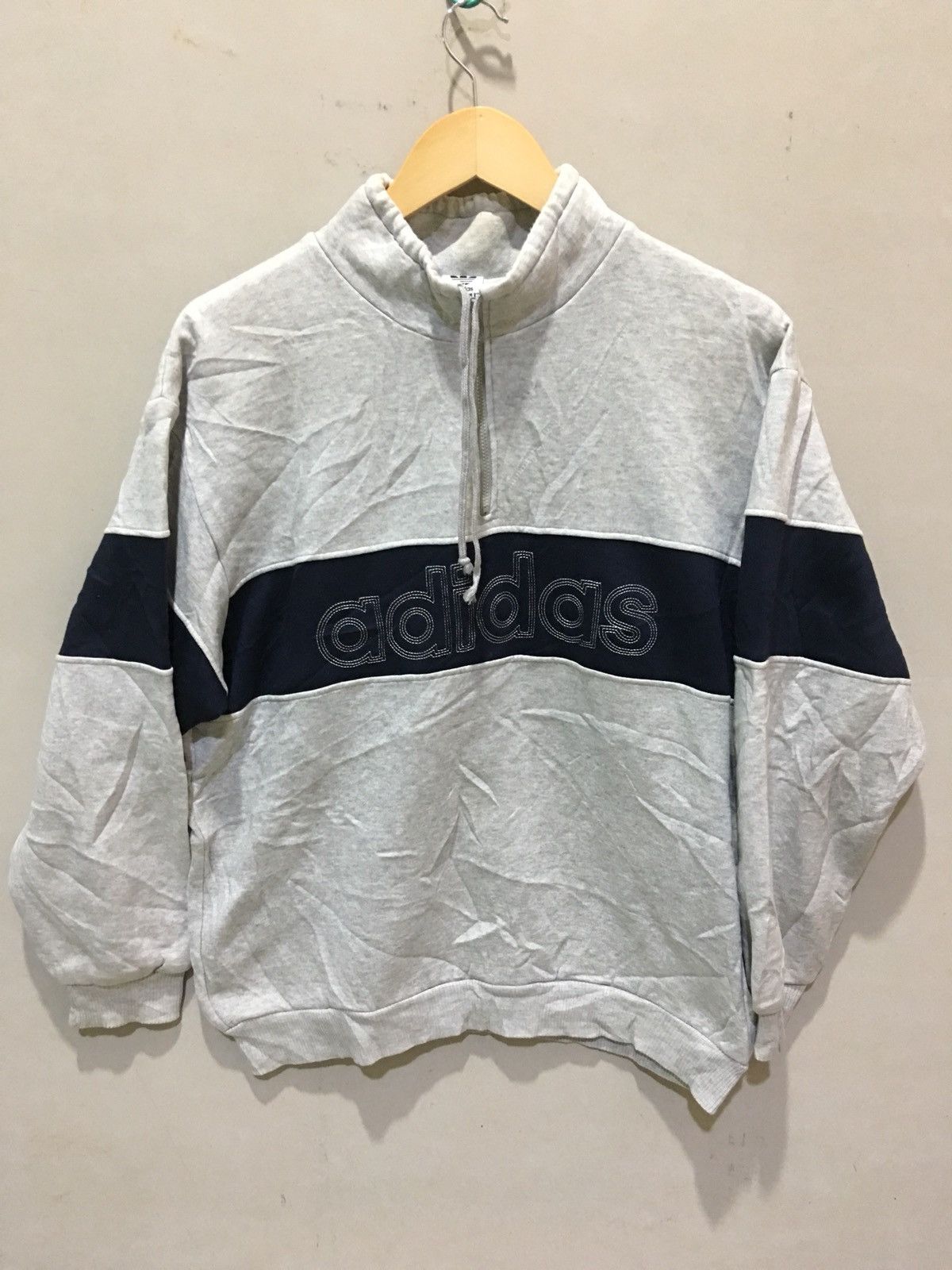 Adidas Vintage 90s Adidas Half Zip Sweatshirt Sweater Size US L / EU 52-54 / 3 - 1 Thumbnail