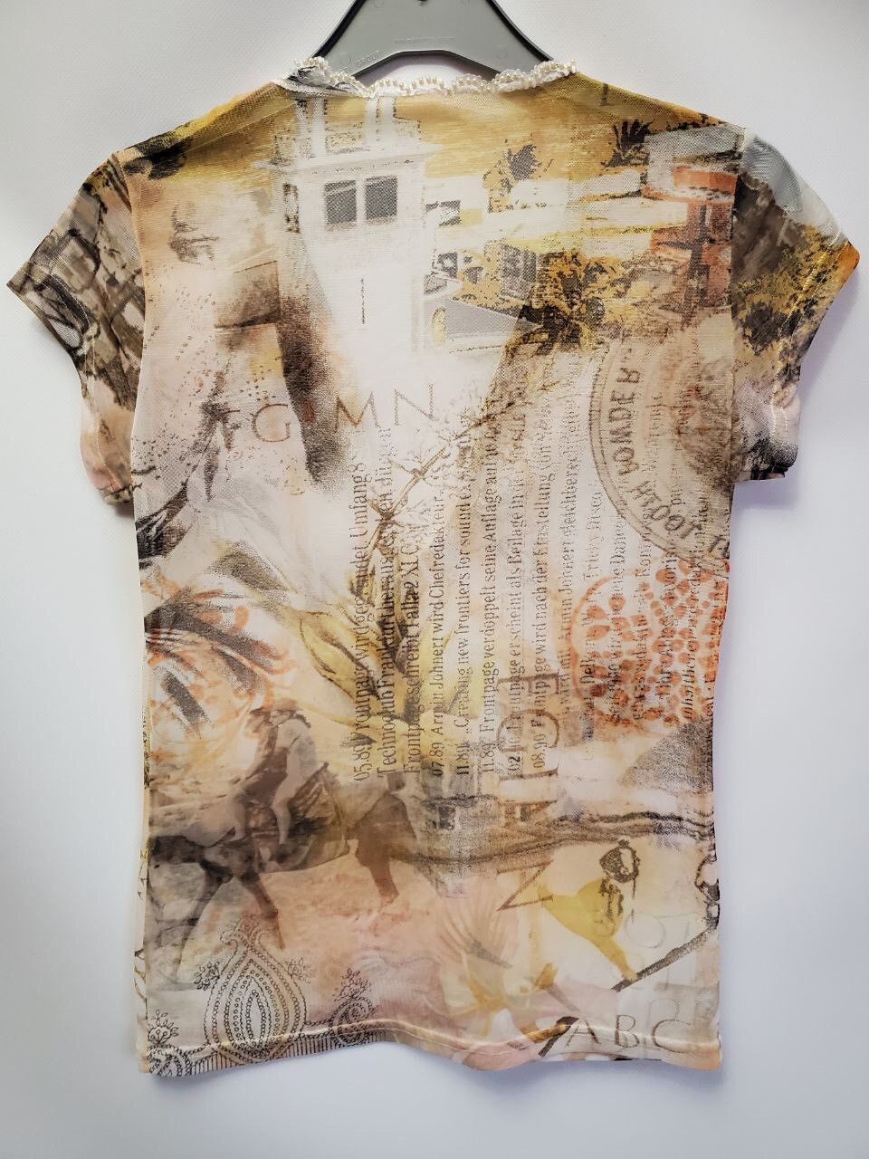 Designer Shirt Women’s Rust Sheer Ruffle Feminine Romantic Top Size S / US 4 / IT 40 - 2 Thumbnail