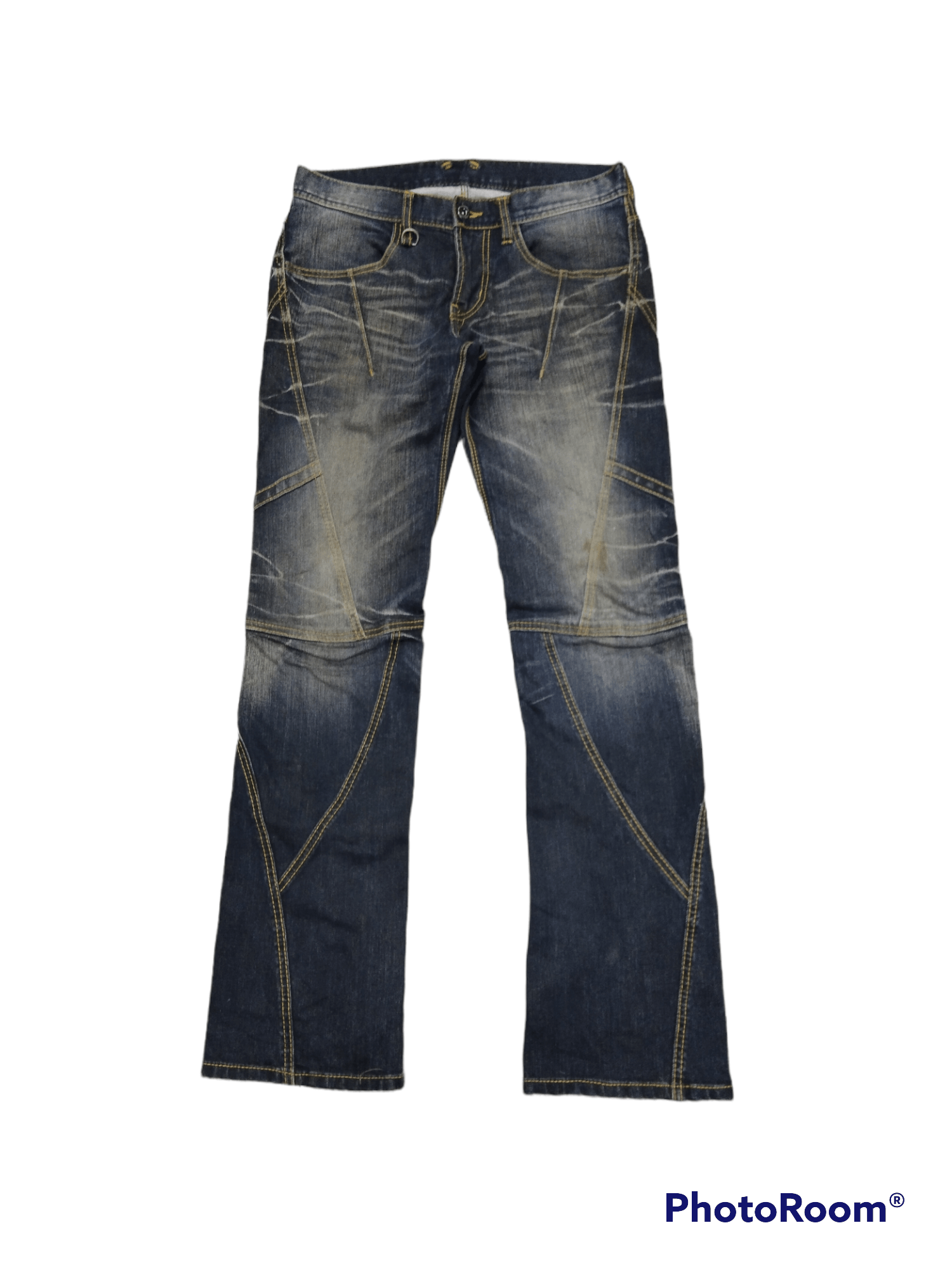 image of Avant Garde Sickdistressed Pacthwork Stitching Nicole Denim Pants in Blue Distressed (Size 31)