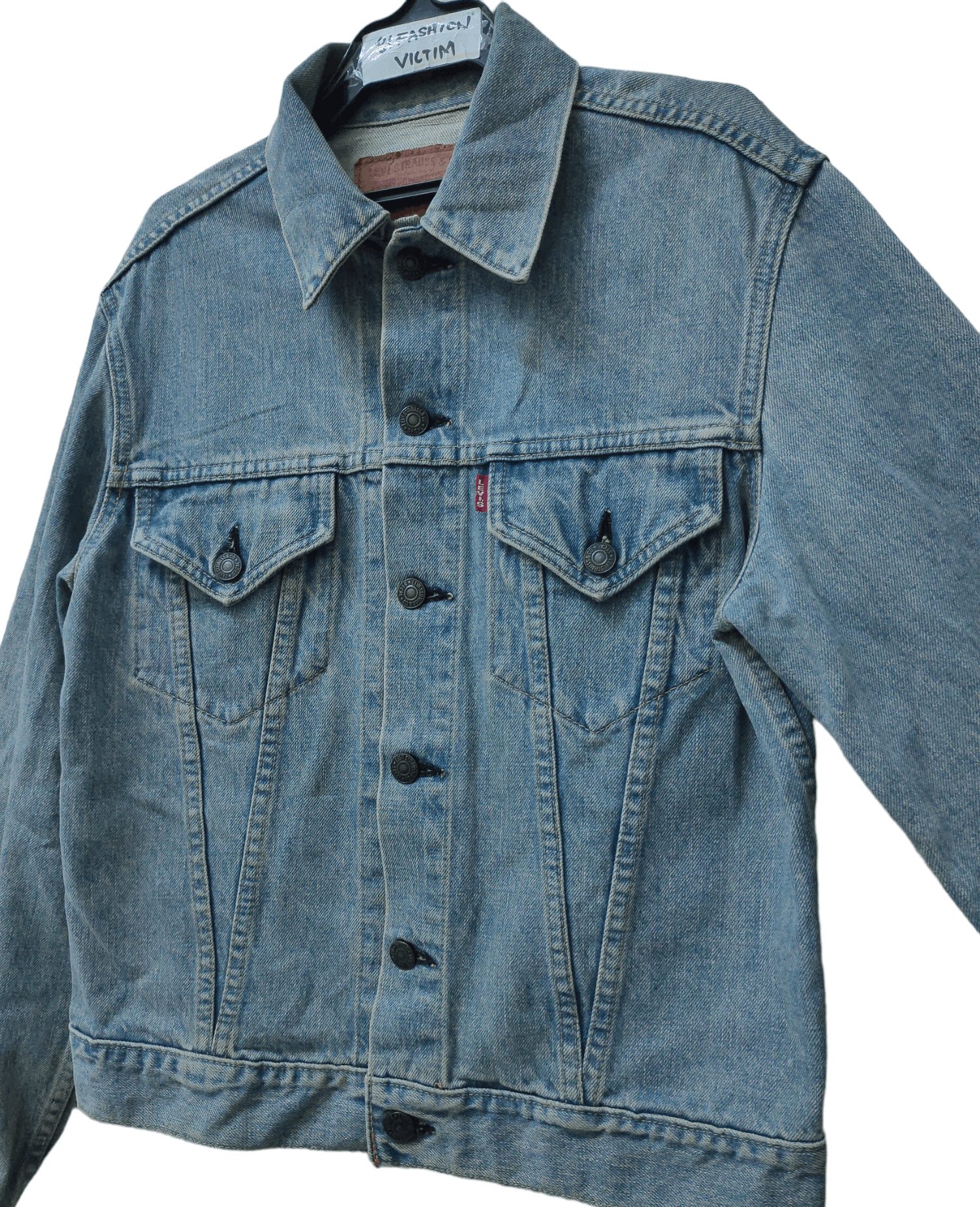 image of Beauty Beast x Levis Crazy Vintage Levi's Big E 71557 Denim Trucker Jacket in Blue (Size Small)