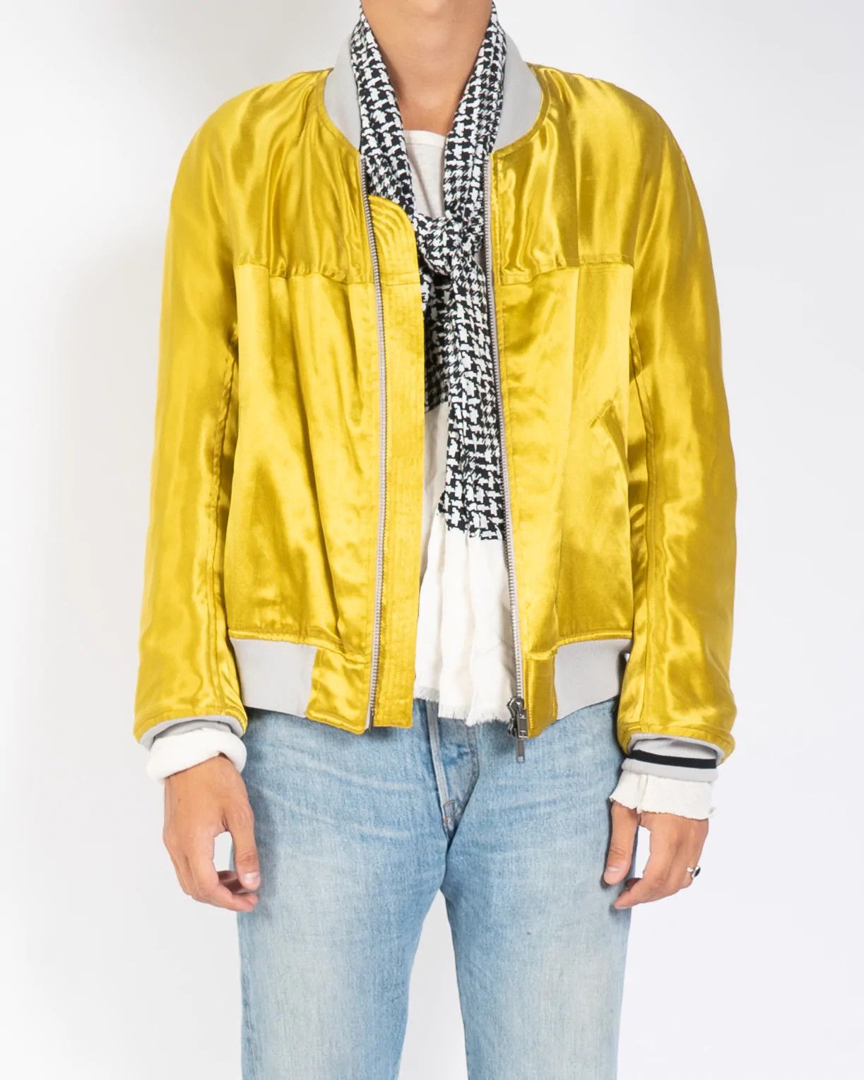 image of Haider Ackermann Ss20 Yellow Silk Bomber Jacket in Gold, Men's (Size Small)