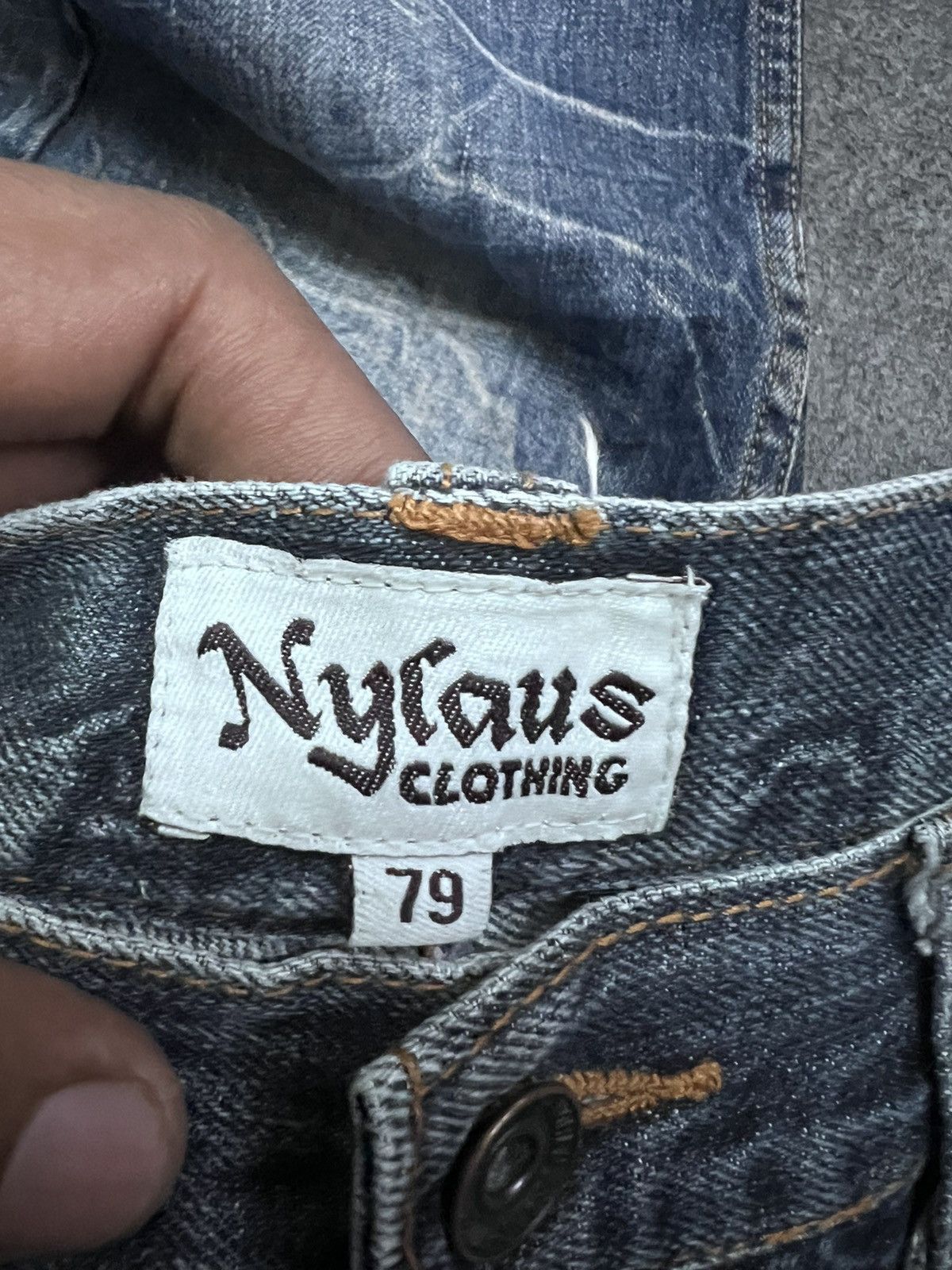 Japanese Brand THRASHED DOUBLE WAIST NYLAUS DISTRESSED DENIM PANTS Size US 30 / EU 46 - 6 Thumbnail