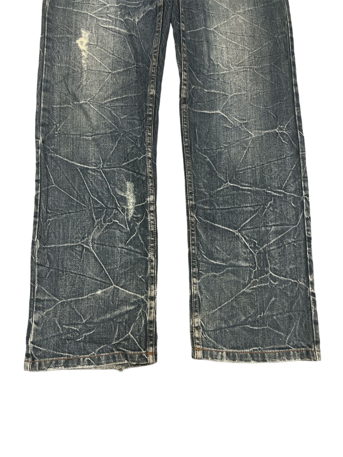 Japanese Brand THRASHED DOUBLE WAIST NYLAUS DISTRESSED DENIM PANTS Size US 30 / EU 46 - 3 Thumbnail