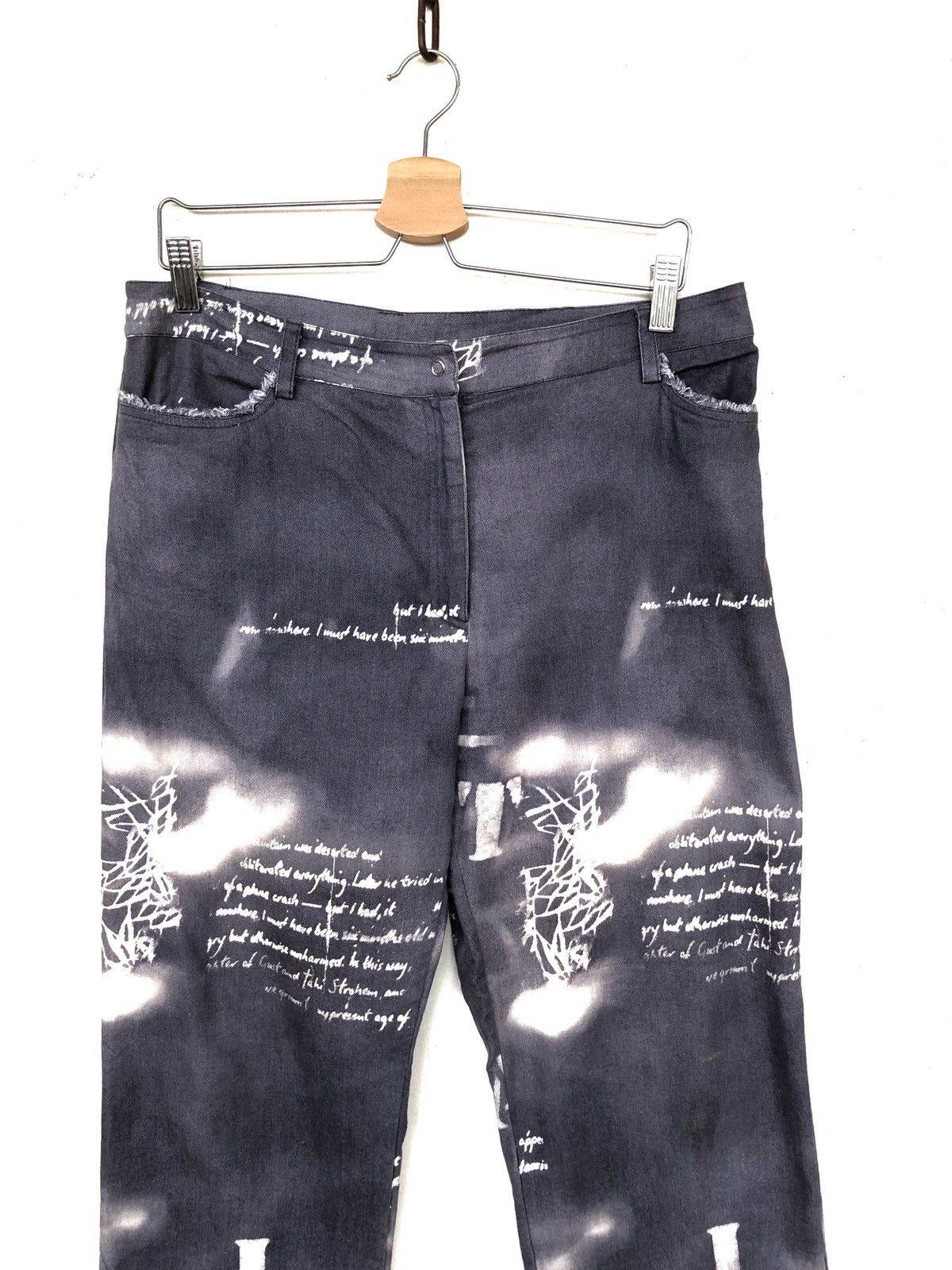 Art Comes First OG Cucù Lab 🇮🇹 Poem Art Acid Wash Stretch Pants Size US 34 / EU 50 - 4 Thumbnail