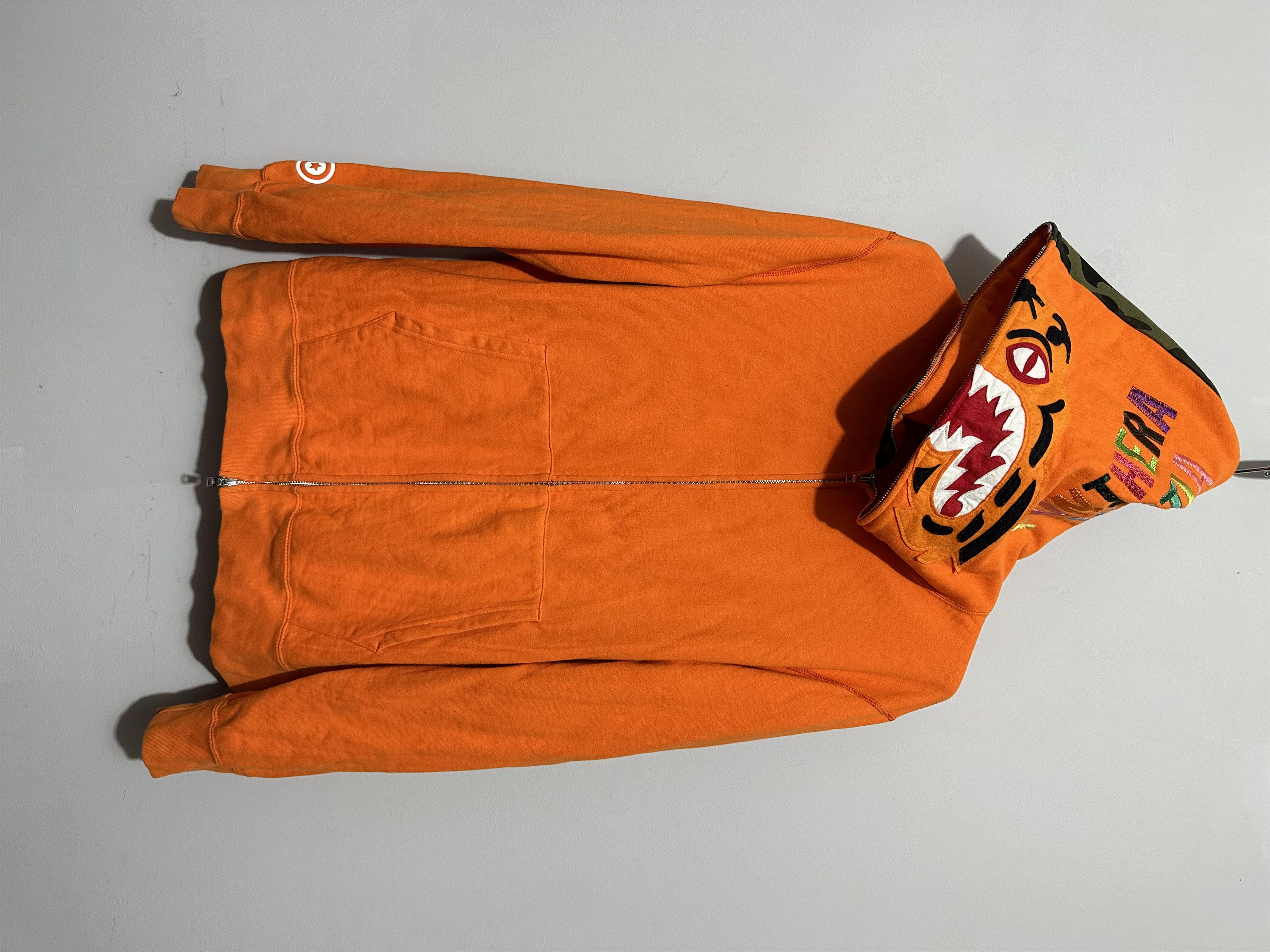 image of Bape 1St Camo Tiger Full Zip Hoodie in Orange, Men's (Size 2XL)