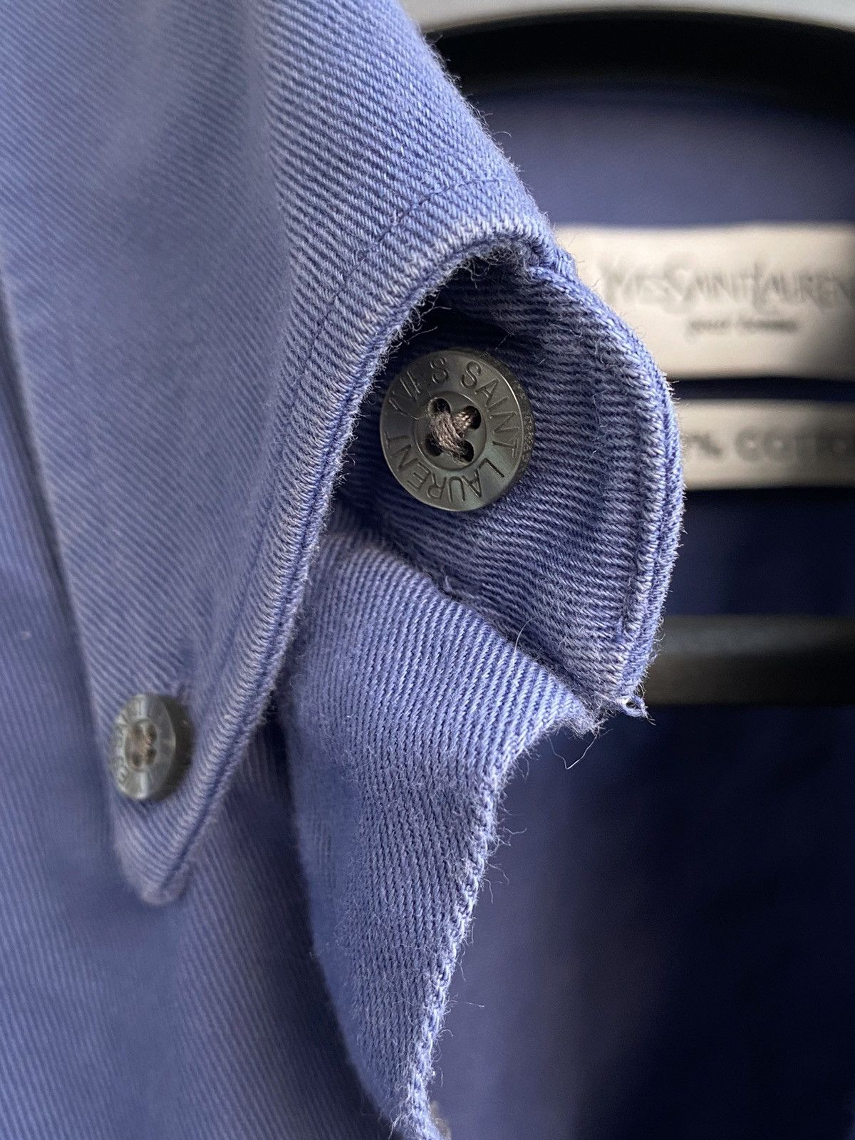 Yves Saint Laurent Cotton YSL Shirt Heavy Blue 1of1 Yves Saint Laurent Shirt Size US L / EU 52-54 / 3 - 7 Thumbnail
