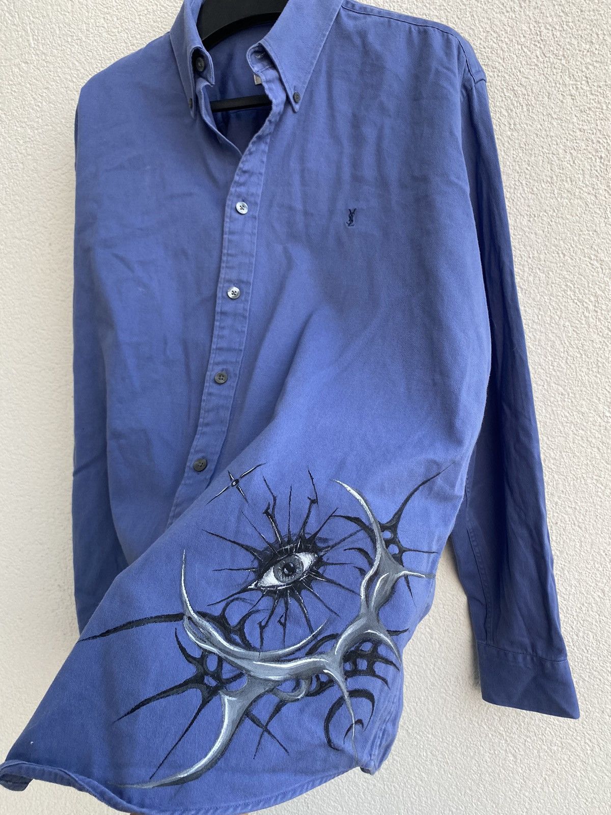 Yves Saint Laurent Cotton YSL Shirt Heavy Blue 1of1 Yves Saint Laurent Shirt Size US L / EU 52-54 / 3 - 4 Thumbnail